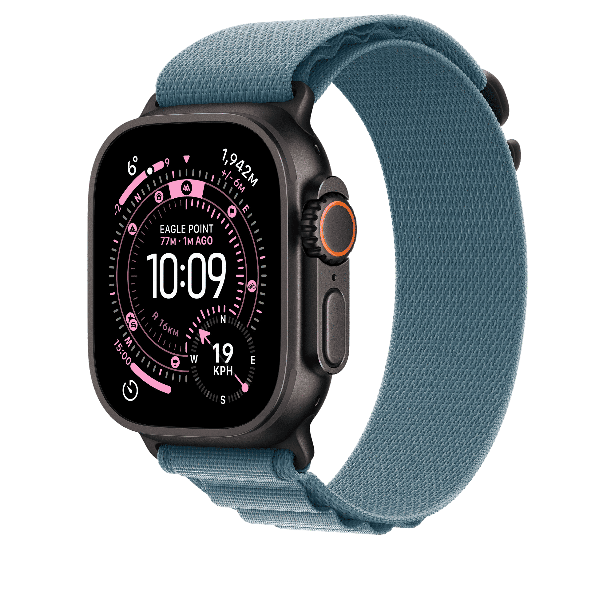Apple Polyester, Spandex & Black Titanium Alpine Loop for Apple (44mm / 45mm / 46mm / 49mm, Large) (High-Strength Yarns, Light Blue) Apple Polyester, Spandex & Black Titanium Alpine Loop for Apple (44mm / 45mm / 46mm / 49mm, Large) (High-Strength Yarns, Light Blue)_2