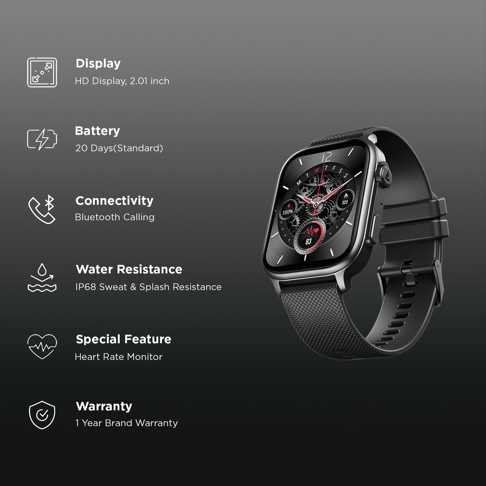 boAt Storm Infinity Max Smartwatch with Bluetooth Calling (51.05mm, HD Display, IP68 Dust, Sweat & Splash Resistant, Active Black Strap)_2