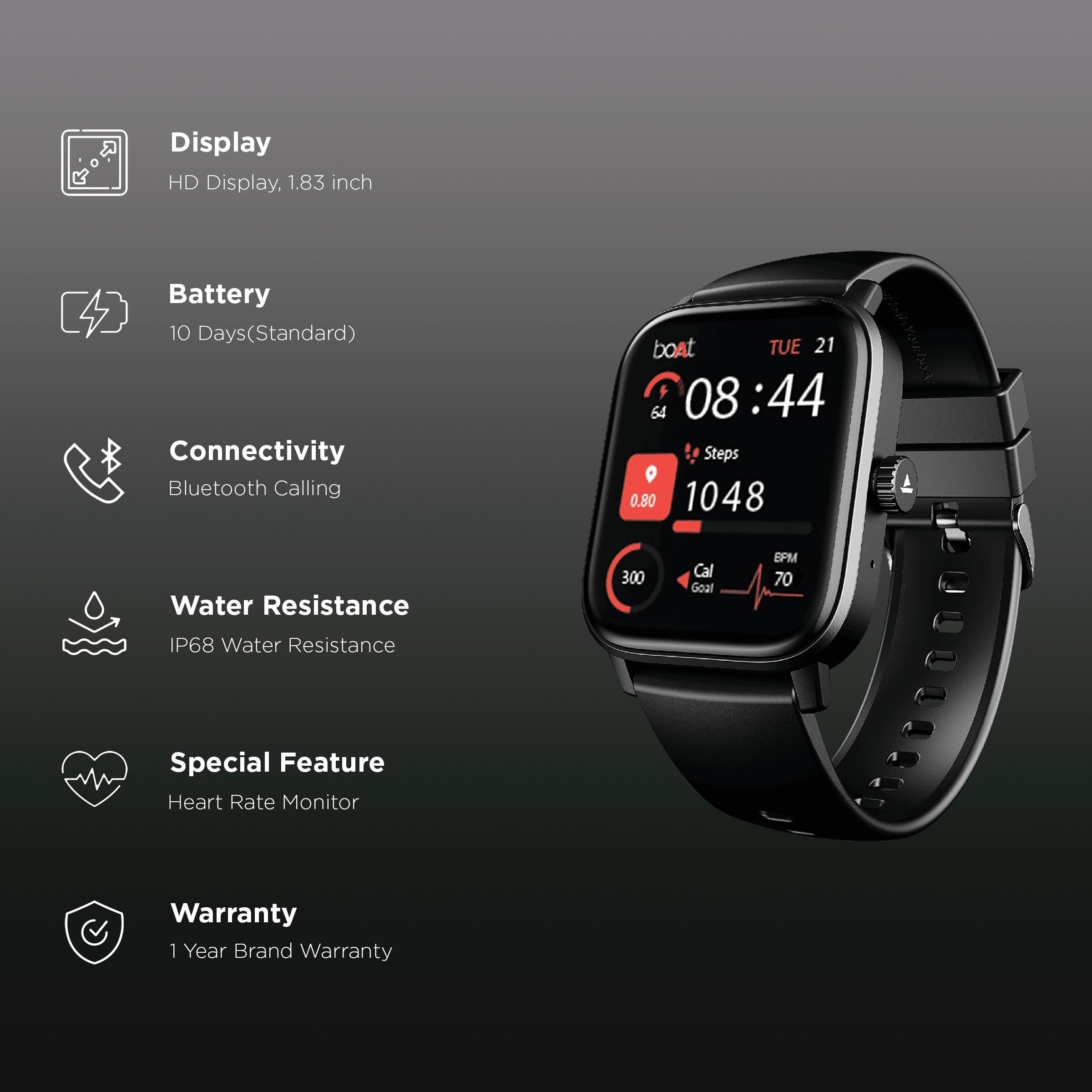 boAt Wave Astra Neo Smartwatch with Bluetooth Calling (46.4mm HD Display, IP68 Dust, Sweat, Splash Resistance, Active Black Strap)_2