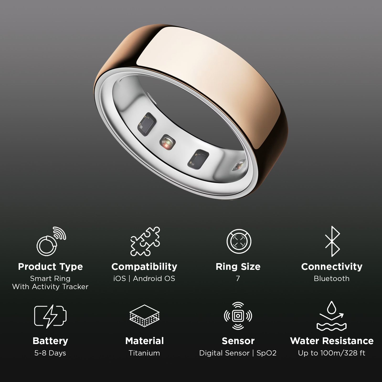 Oura Ring 4 Smart Ring with Activity Tracker (Size 7, Smart Sensing Technology, Rose Gold)_2
