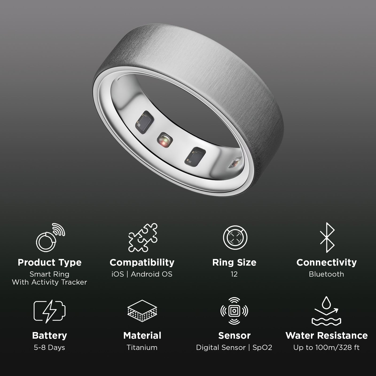 Oura Ring 4 Smart Ring with Activity Tracker (Buy Sizing Kit First, Size 12, Smart Sensing Technology, Brushed Silver) Oura Ring 4 Smart Ring with Activity Tracker (Buy Sizing Kit First, Size 12, Smart Sensing Technology, Brushed Silver)_2