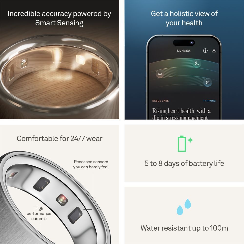 Oura Ring 4 Smart Ring with Activity Tracker (Buy Sizing Kit First, Size 14, Smart Sensing Technology, Brushed Silver)_6