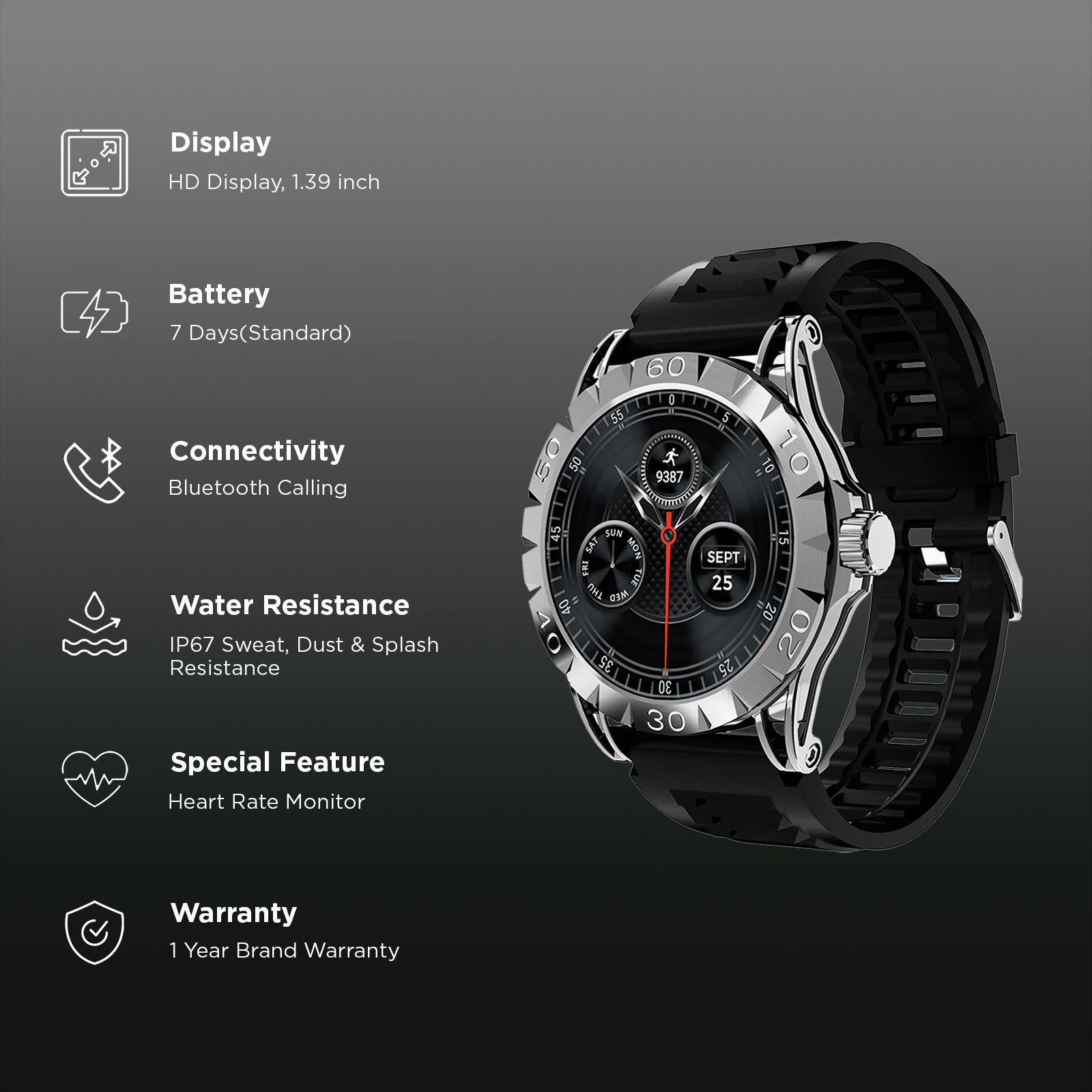 boAt Enigma Orion Smartwatch with Bluetooth Calling (35.3mm HD Display, IP67 Water Resistant, Active Black Strap)_2