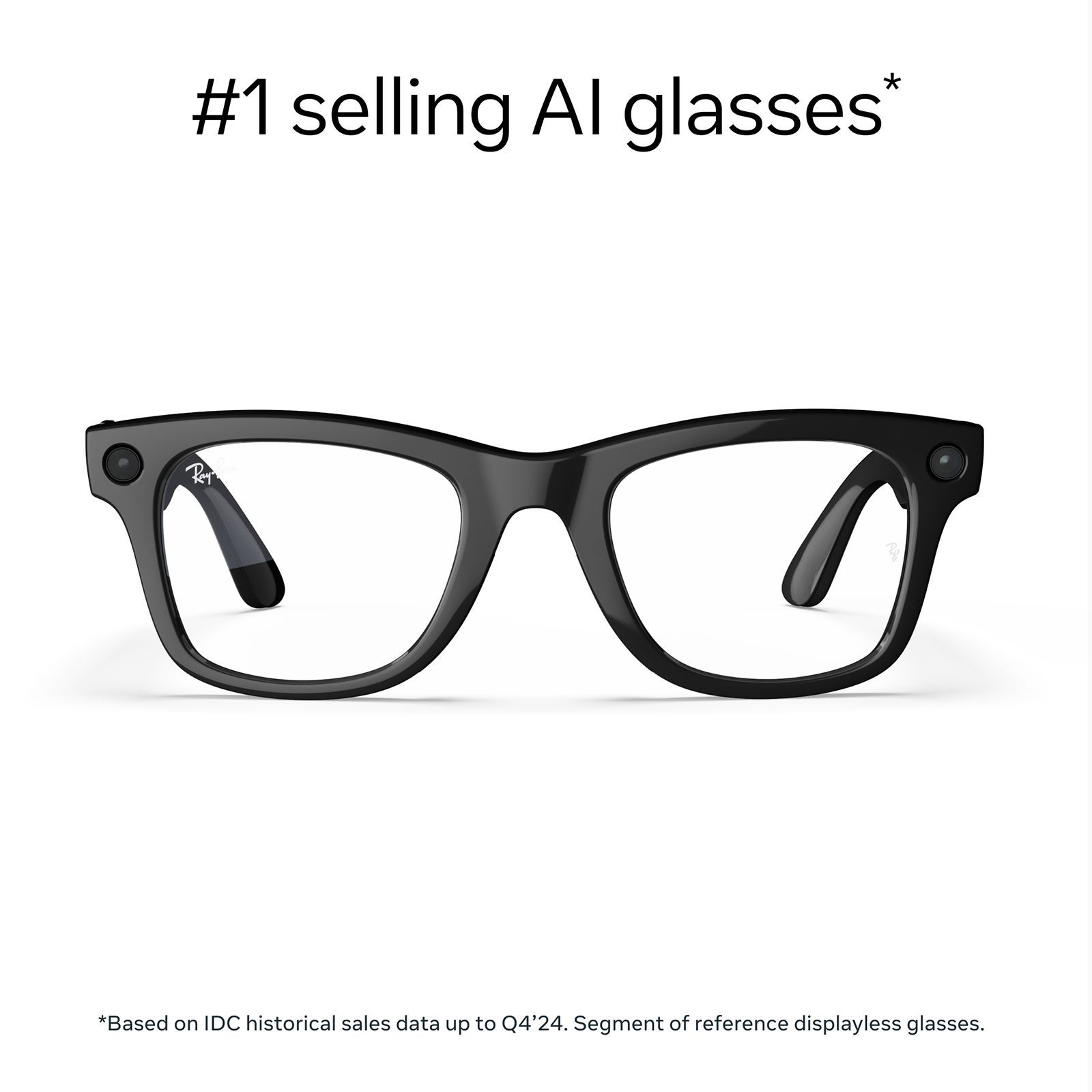 Ray-Ban Meta Wayfarer (Gen 1) Meta AI Glasses (12MP Ultra-Wide Camera, AI Voice Assistant, Open-ear Audio, Live Translation, Clear Polarised Lenses, Standard, Shiny Black)_3