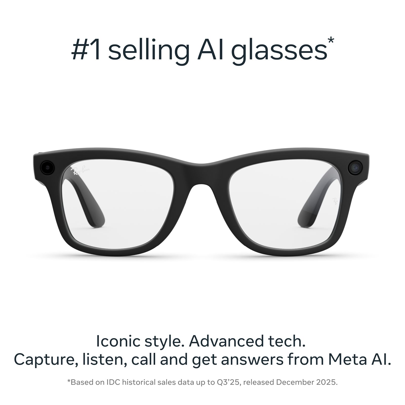 Ray-Ban Meta Wayfarer (Gen 2) Meta AI Glasses (12MP Ultra-Wide Camera, AI Voice Assistant, Open-ear Audio, Live Translation, Clear Lenses, Standard, Matte Black)_2