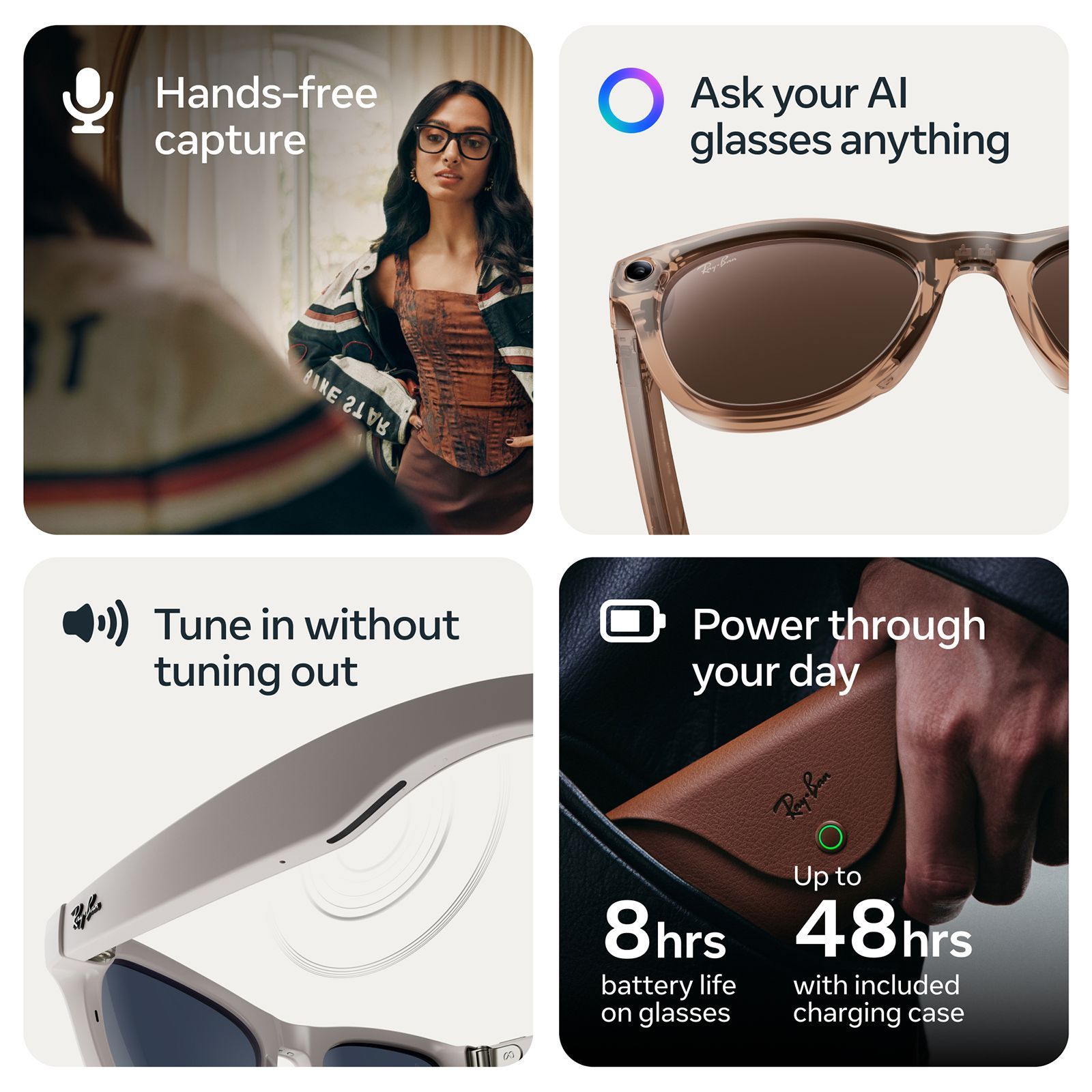 Ray-Ban Meta Wayfarer (Gen 2) Meta AI Glasses (12MP Ultra-Wide Camera, AI Voice Assistant, Open-ear Audio, Live Translation, Clear Lenses, Standard, Matte Black)_4