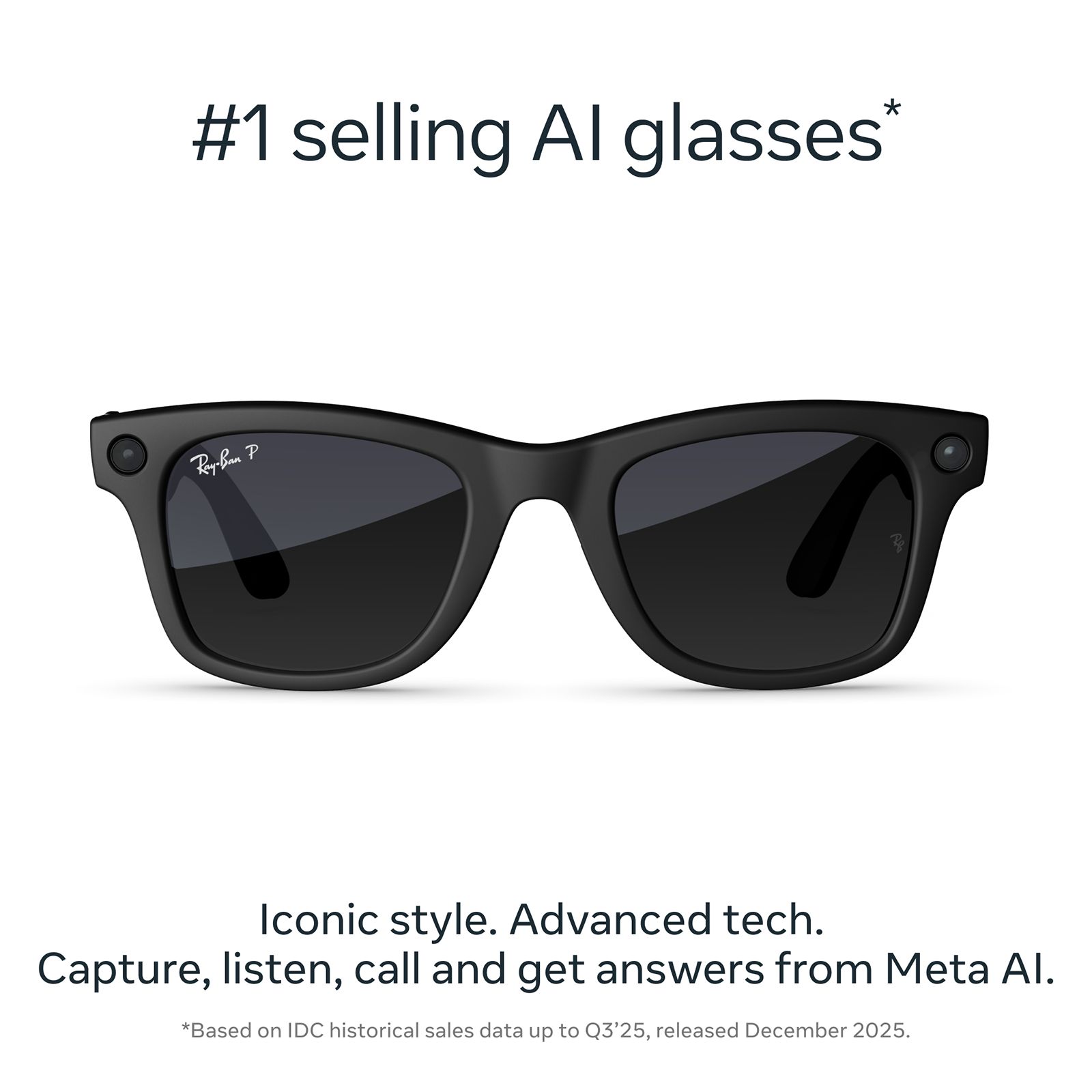 Ray-Ban Meta Wayfarer (Gen 2) Meta AI Glasses (12MP Ultra-Wide Camera, AI Voice Assistant, Open-ear Audio, Live Translation, Gradient Graphite Polarised Lenses, Standard, Matte Black)_2