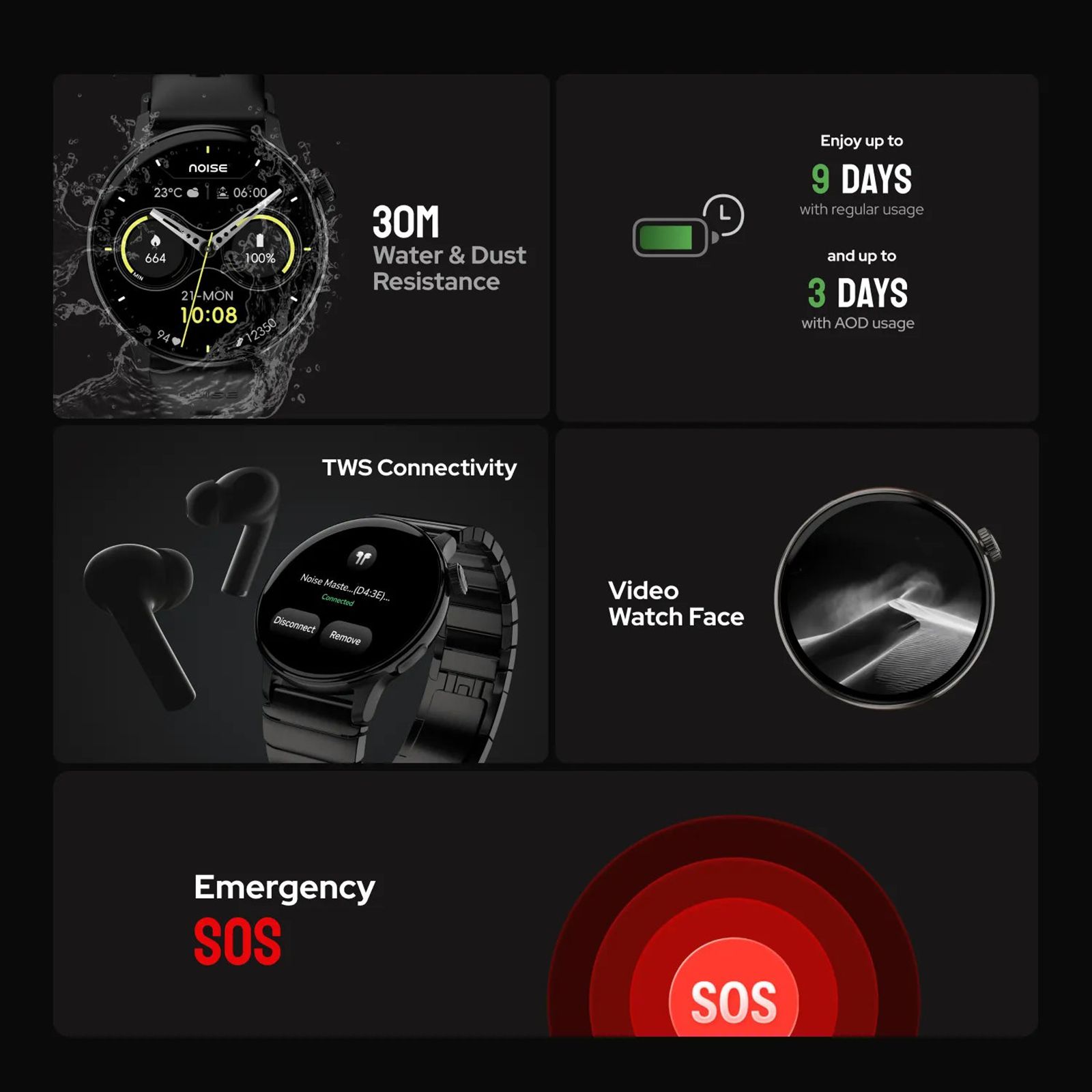 Noisefit Pro 6R Smartwatch with Bluetooth Calling (37mm AMOLED Display, IP68 Dust & 3ATM Water Resistance, Pure Titanium Strap)_6
