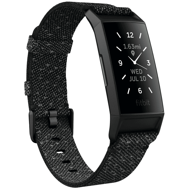 fitbit Charge 4 Fitness Tracker (Backlit Grayscale OLED Touchscreen, FB417BKGY, Black/Granite, Reflective Woven Band)_2