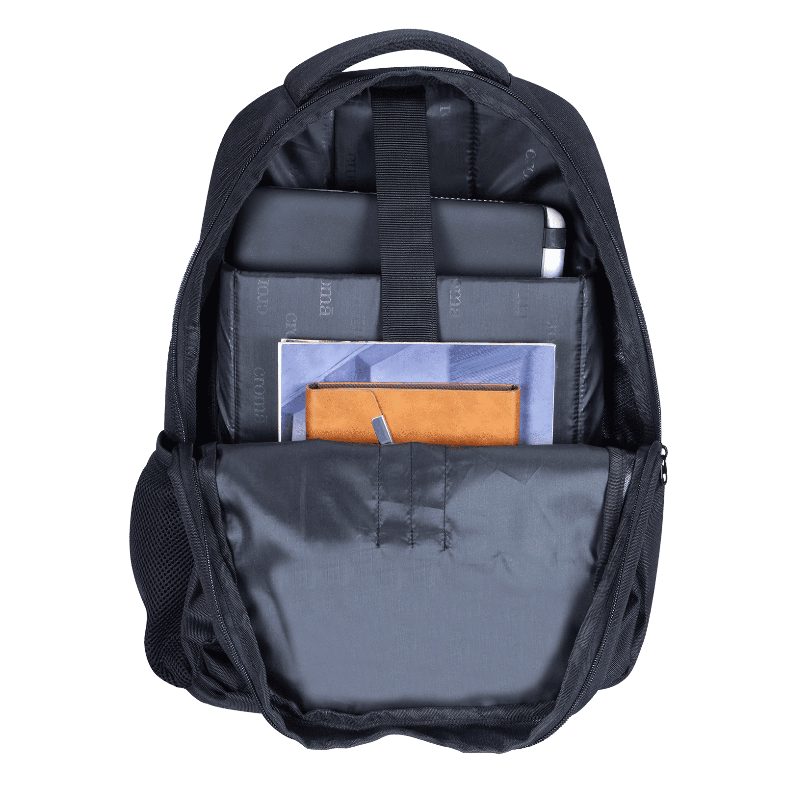 Croma AZ PU Leather Laptop Backpack for 14 Inch Laptop (16 L, Trolley Strap, Black)_9