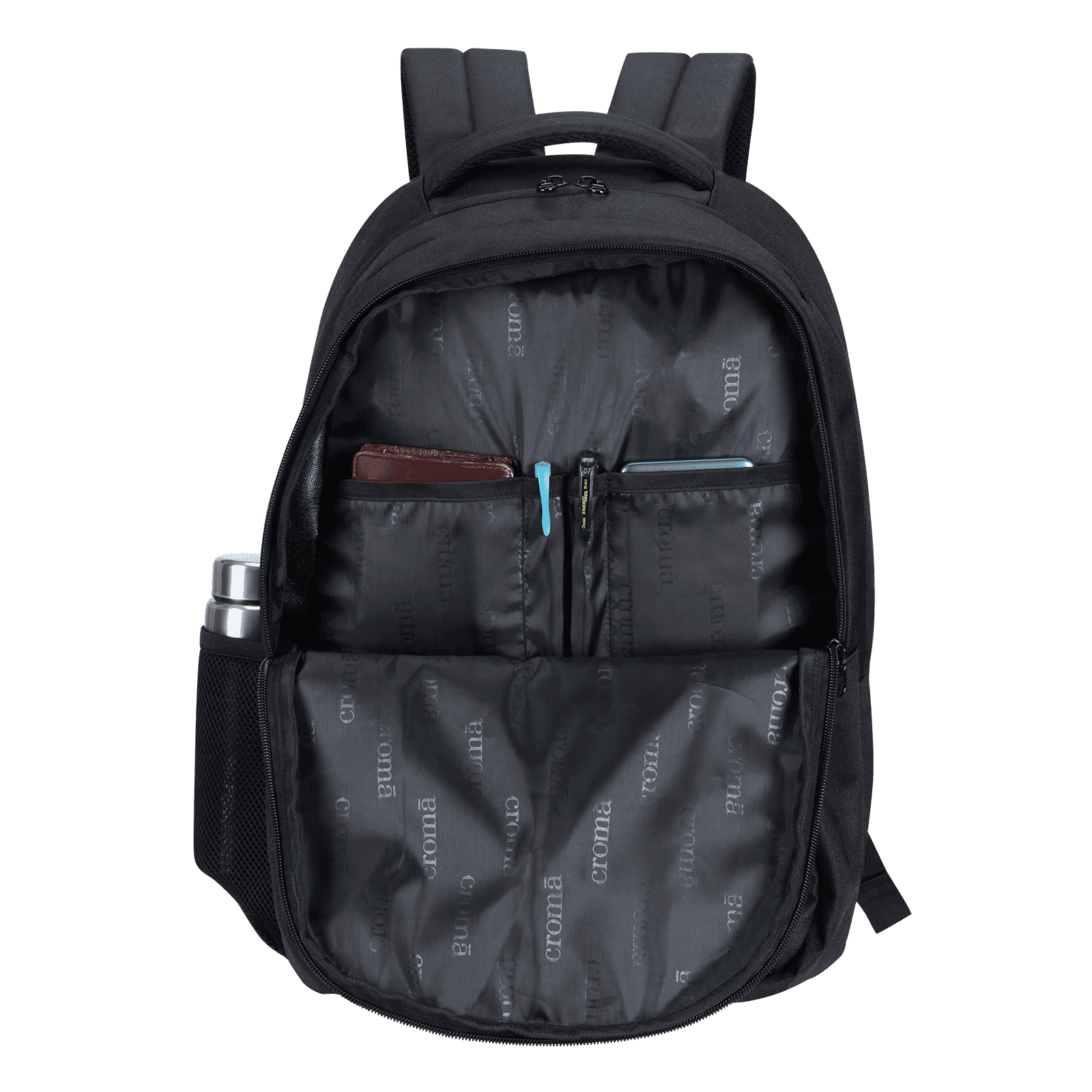 Croma AZ PU Leather Laptop Backpack for 14 Inch Laptop (16 L, Trolley Strap, Black)_6