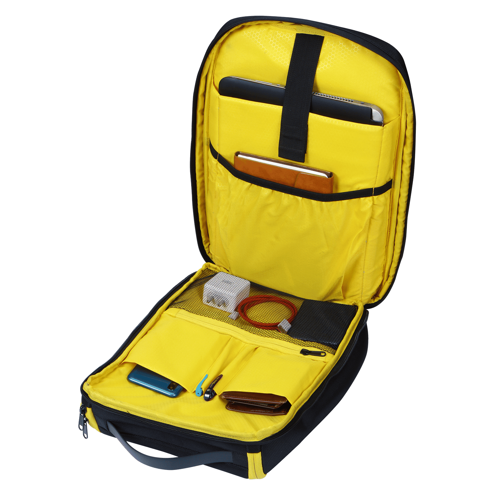 Croma MKB PU Leather Laptop Backpack for 16 Inch Laptop (17 L, Ergonomic Padded Shoulder Straps, Yellow)_8