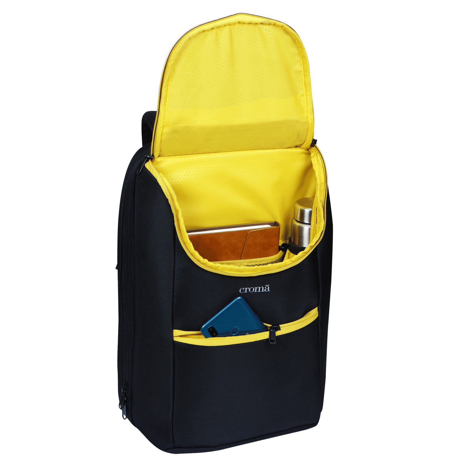 Croma MKB PU Leather Laptop Backpack for 16 Inch Laptop (17 L, Ergonomic Padded Shoulder Straps, Yellow)_9