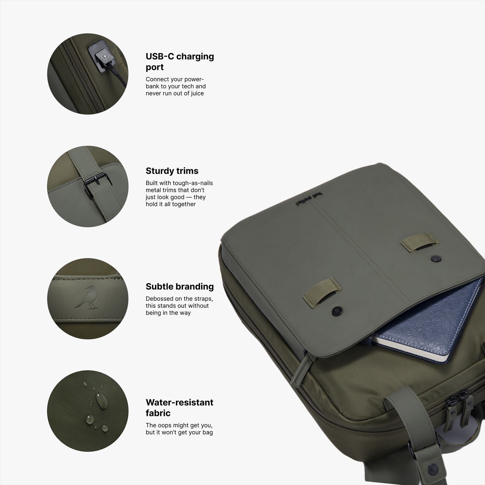 hoi polloi JYM Nylon, Polyester, PU Laptop Backpack for 16 Inch Laptop (11 L, Water Resistant, Camouflage Green) hoi polloi JYM Nylon, Polyester, PU Laptop Backpack for 16 Inch Laptop (11 L, Water Resistant, Camouflage Green)_4