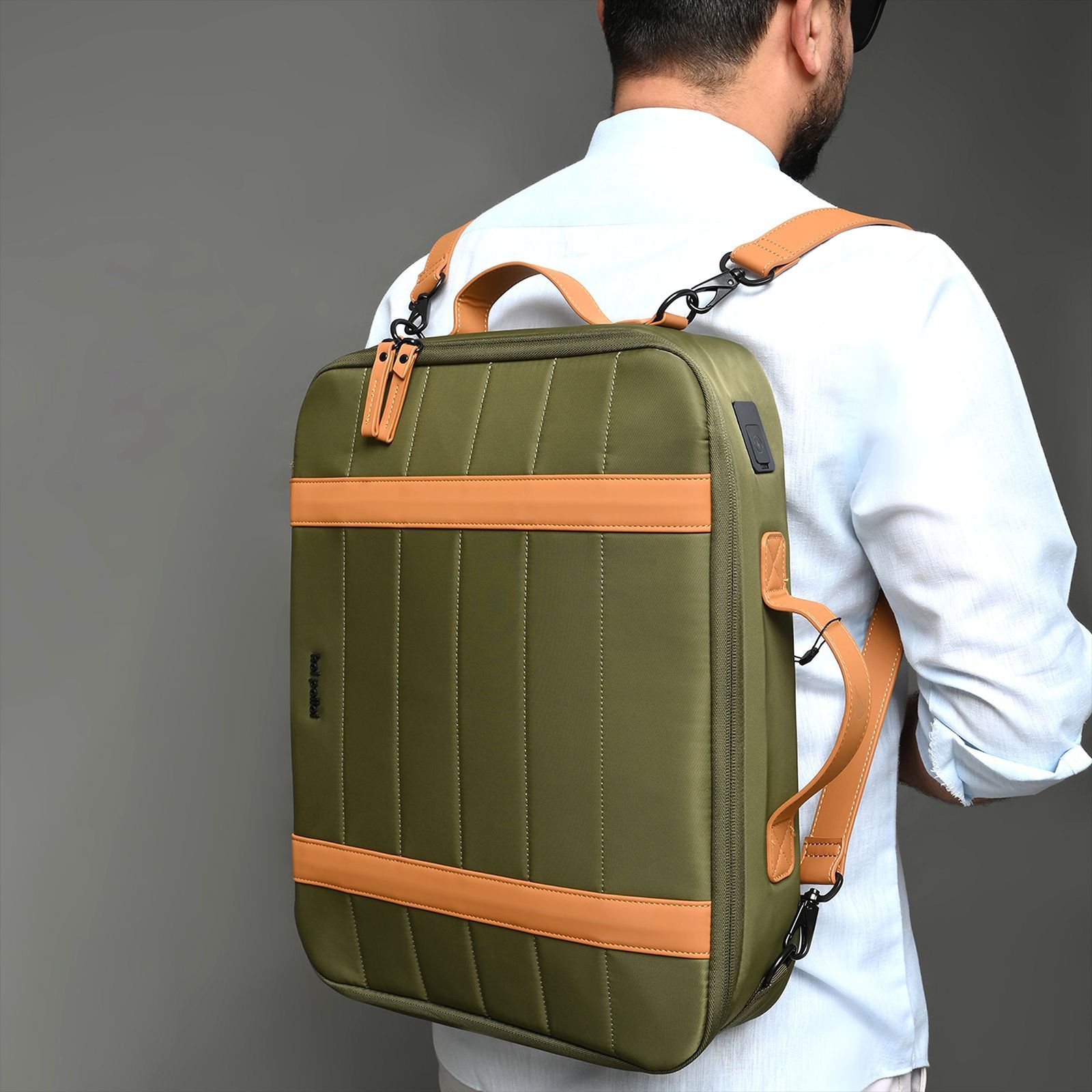 hoi polloi DWYT Nylon, Polyester, PU Laptop Messenger Bag for 16 Inch Laptop (11.7 L, Water Resistant, Camouflage Green & Tan)_9