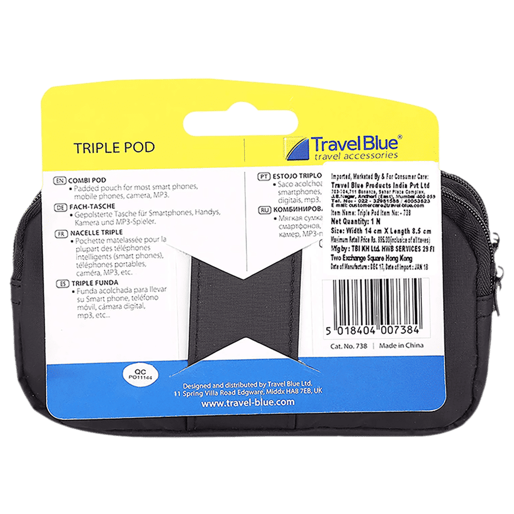 TRAVEL BLUE Polyester Triple Pod Pouch (TB-738, Black)_9