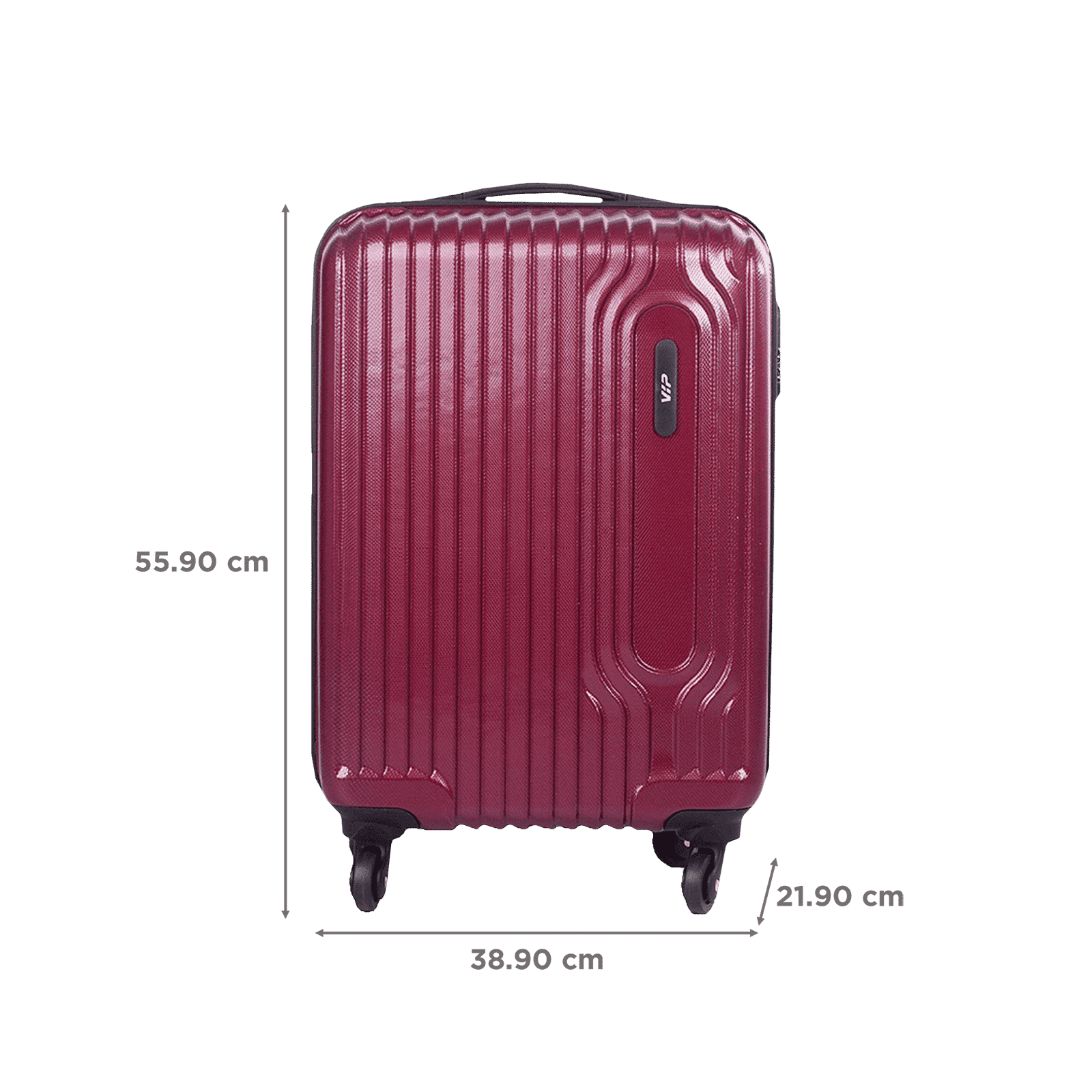 VIP Trace 35 Litres Polycarbonate Trolley Bag (Water Resistant, TRACE55MCD, Maroon)_2