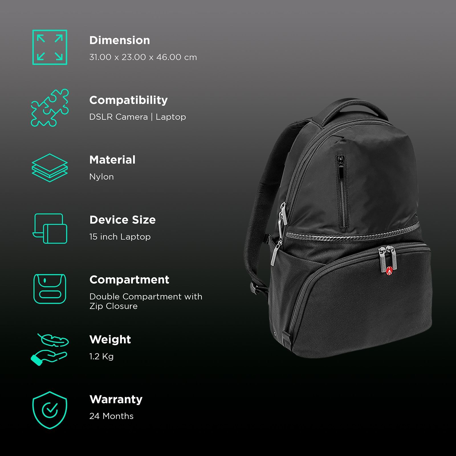 Manfrotto Active I Nylon Camera Backpack For DSLR (MB MA-BP-A1 , Black ) Manfrotto Active I Nylon Camera Backpack For DSLR (MB MA-BP-A1 , Black )_3