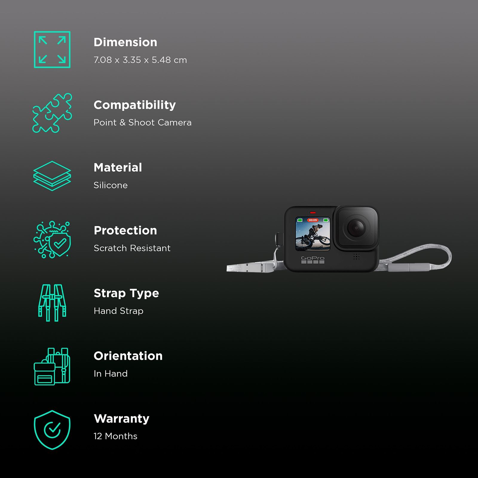 GoPro Sleeve Plus Lanyard for Action Camera (Adjustable Lanyard, ADSST-001, Black)_2