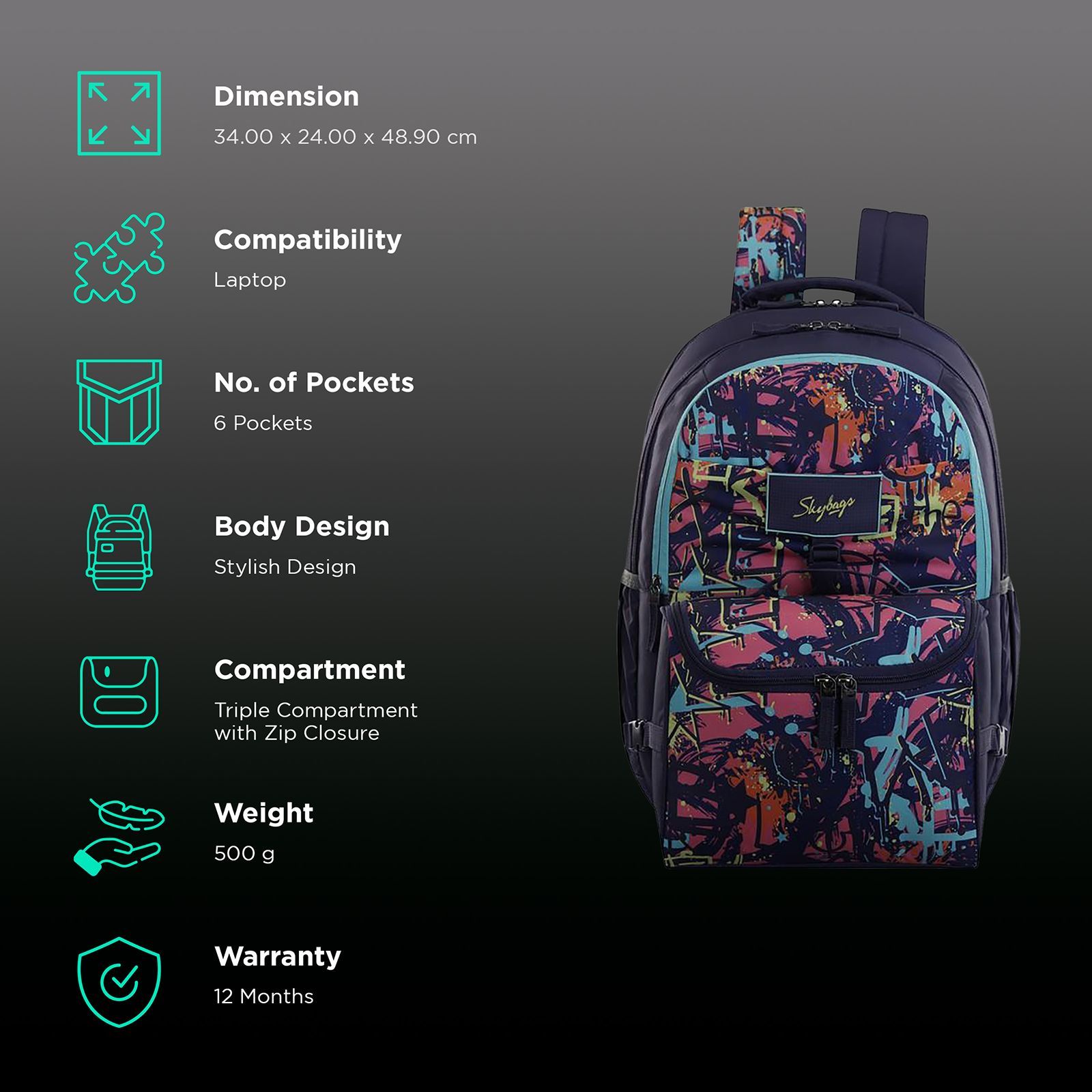 Sky Bags Astro Extra 4 34 Litres Mini Gucci Backpack (Rain Cover, BPAST4TPPL, Purple) Sky Bags Astro Extra 4 34 Litres Mini Gucci Backpack (Rain Cover, BPAST4TPPL, Purple)_2