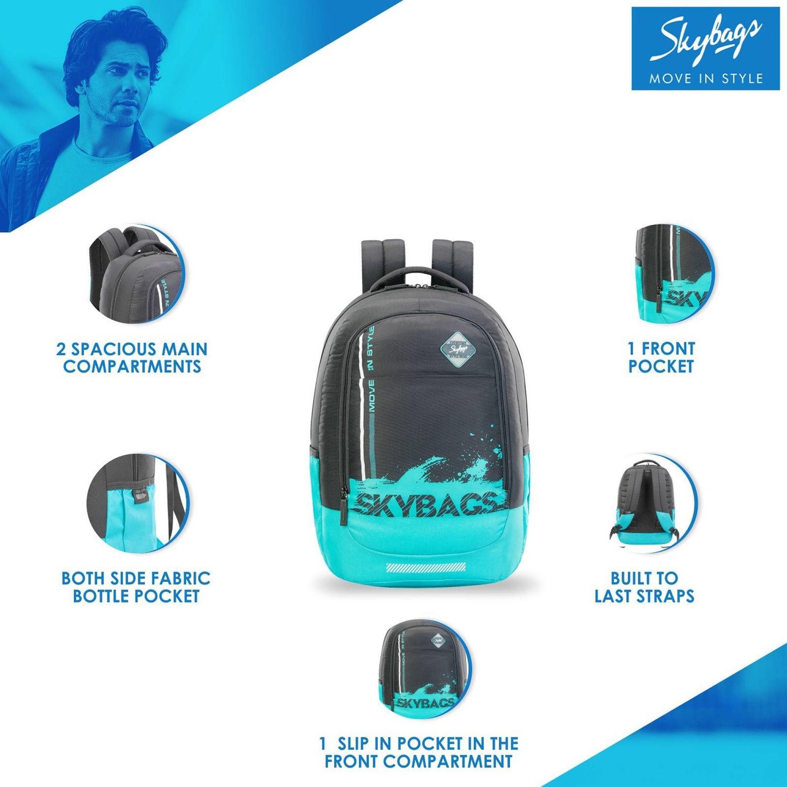 Skybags BFF 3 Polyester Laptop Backpack (28 L, Water Resistant, Grey)_8