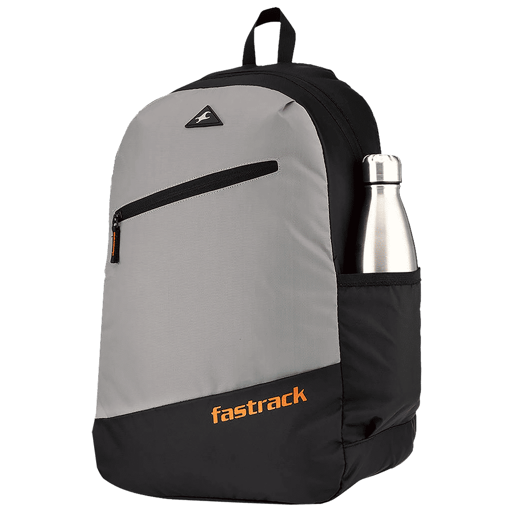 fastrack A0809NGY01 Polyester Laptop Backpack for 16 Inch Laptop (25 L, Padded Shoulder Strap, Grey)_7