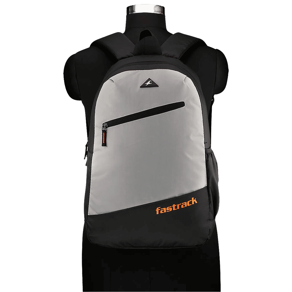 fastrack A0809NGY01 Polyester Laptop Backpack for 16 Inch Laptop (25 L, Padded Shoulder Strap, Grey)_6