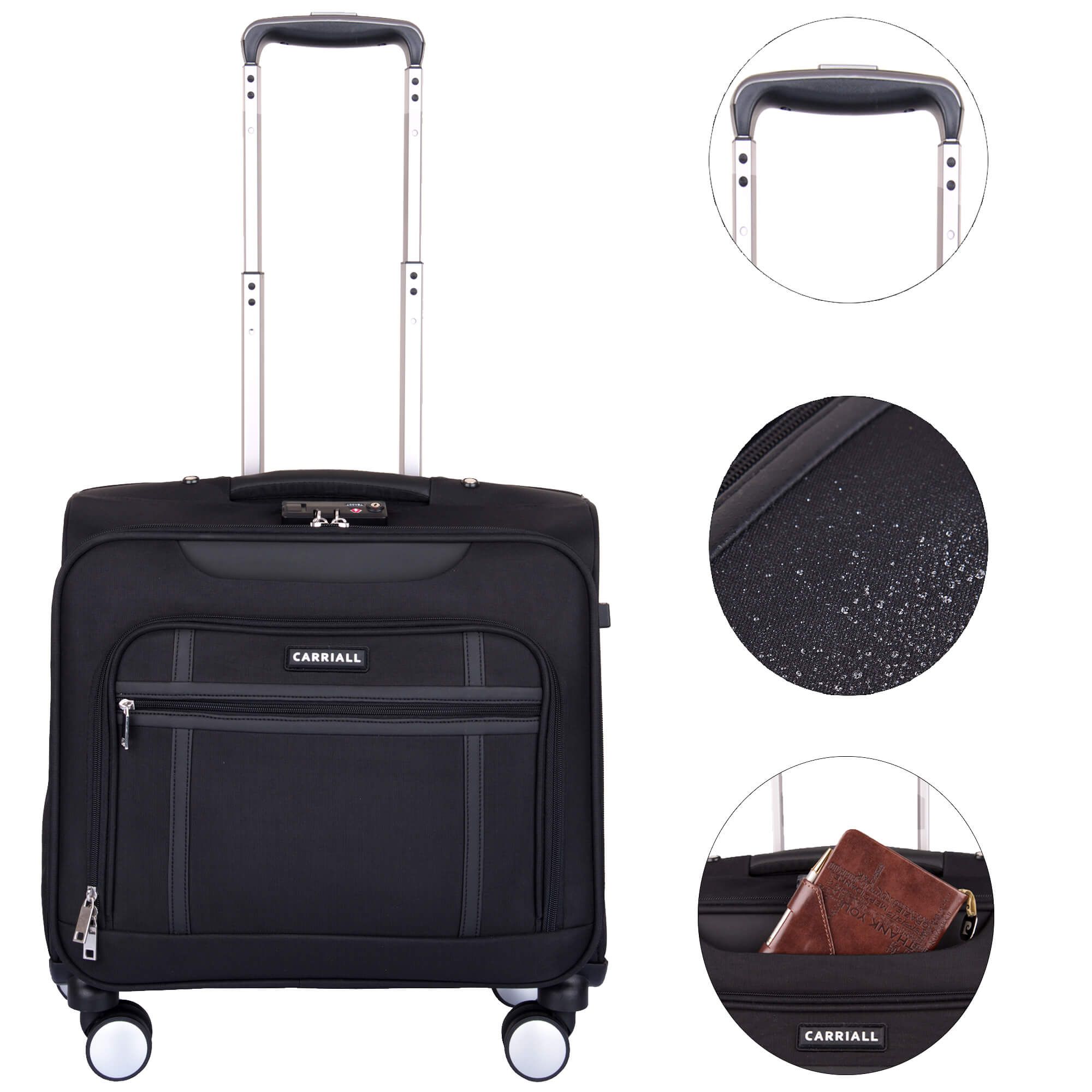 Cariall Stark Polyester Trolley Bag (Built-In Charging Cable, CAON0001, Black)_15