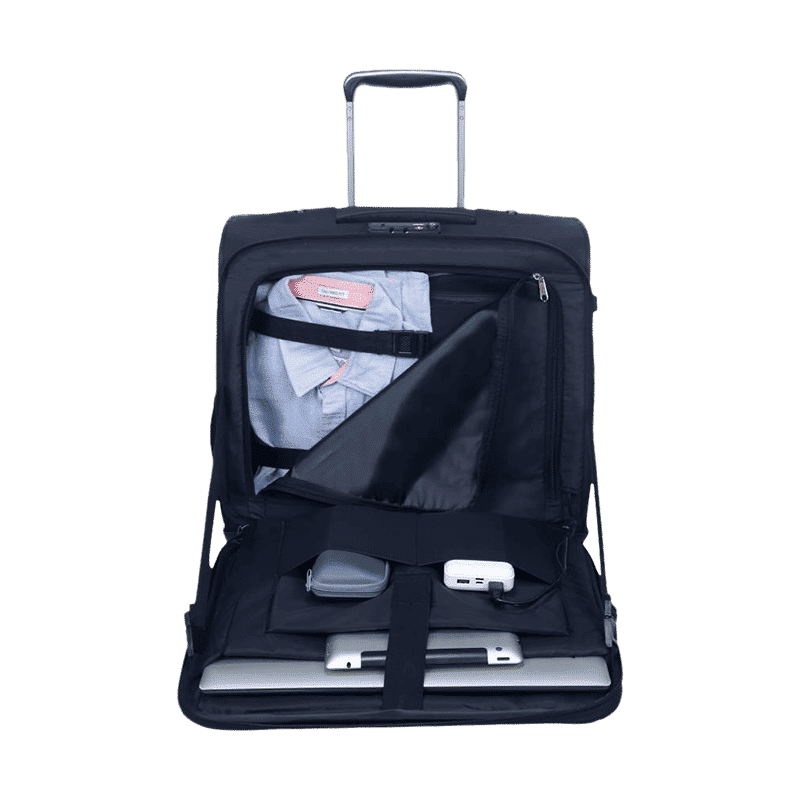 Cariall Stark Polyester Trolley Bag (Built-In Charging Cable, CAON0001, Black)_4