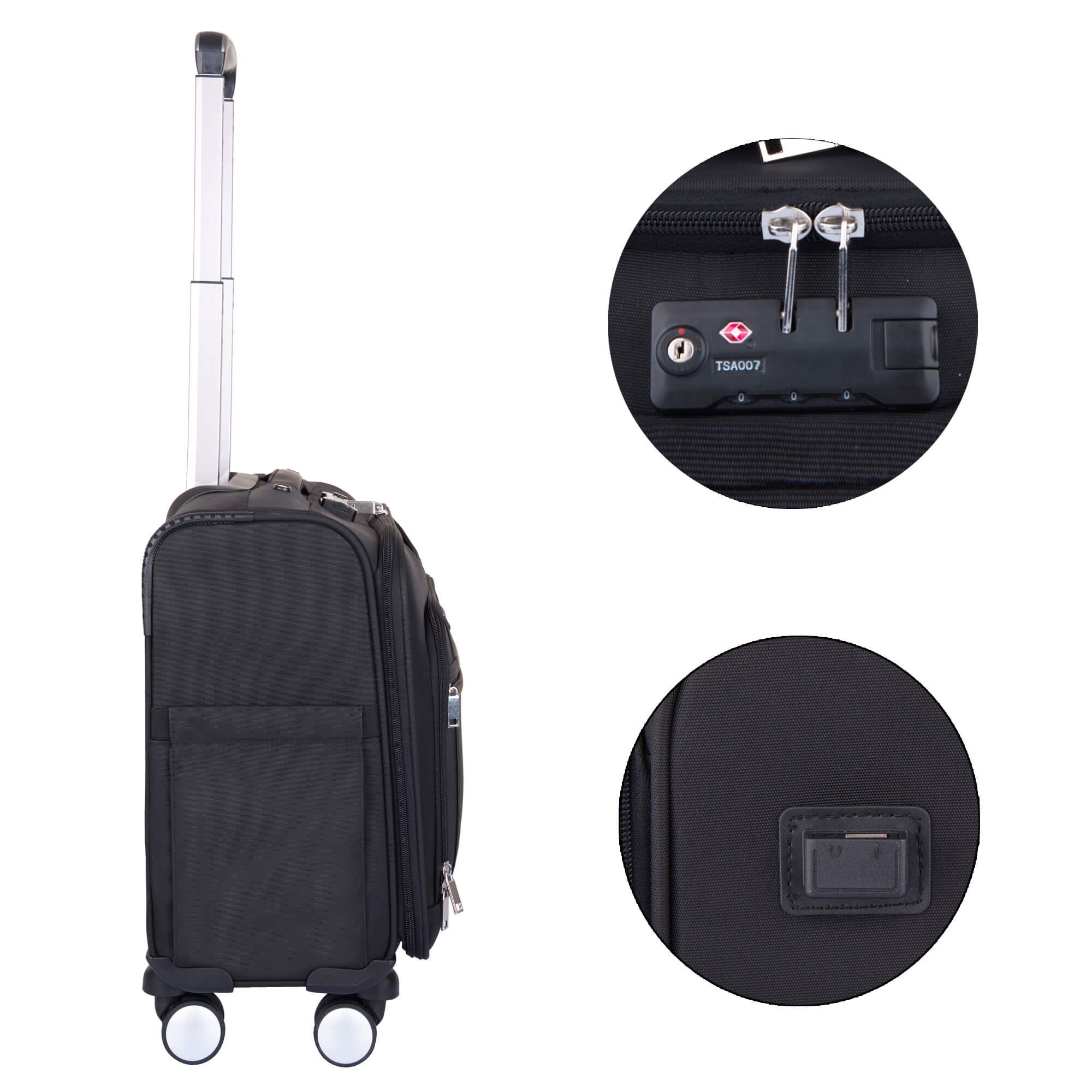 Cariall Stark Polyester Trolley Bag (Built-In Charging Cable, CAON0001, Black)_9