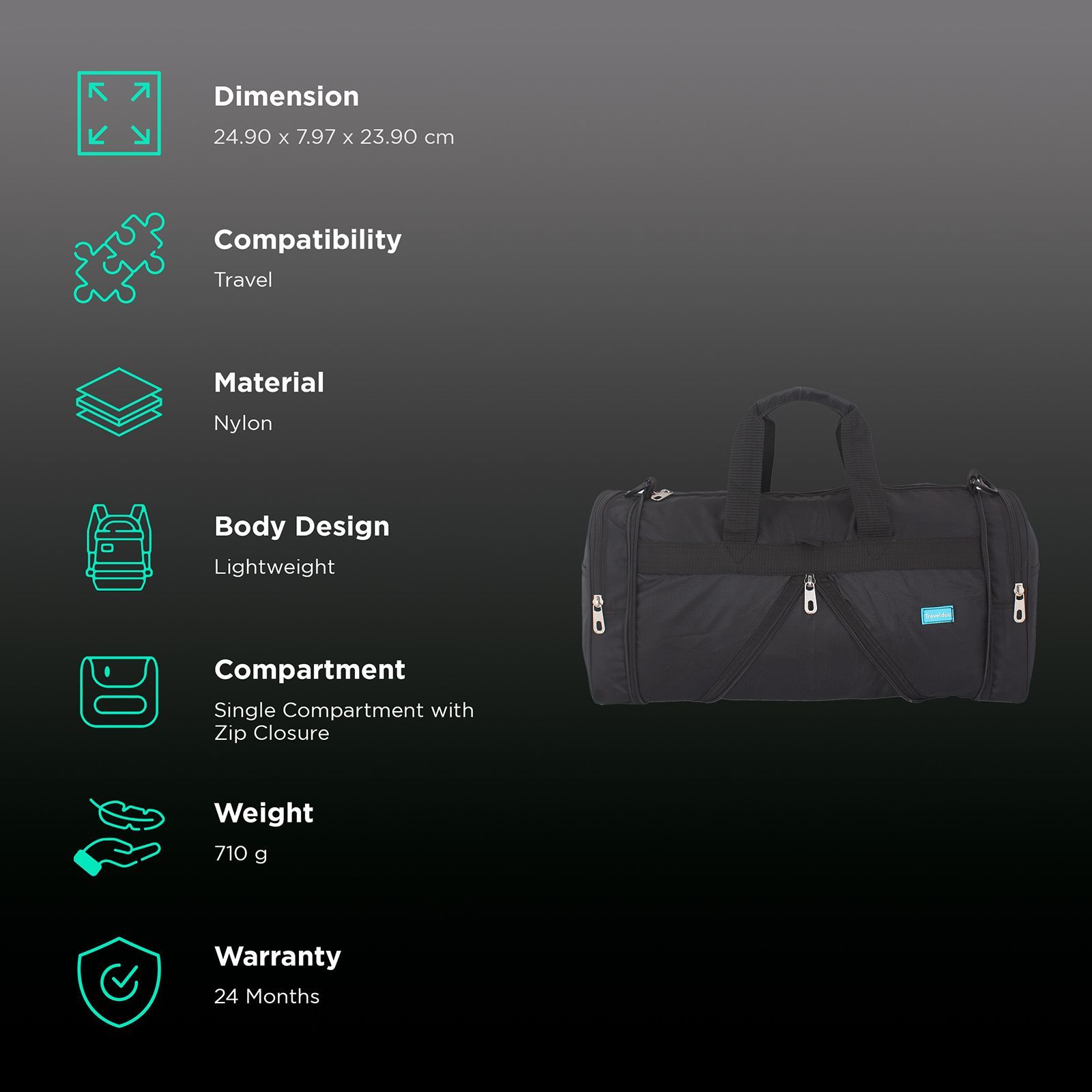 Traveldoo 18 inch Square Folding Duffle Bag (DBS01001, Black) Traveldoo 18 inch Square Folding Duffle Bag (DBS01001, Black)_3