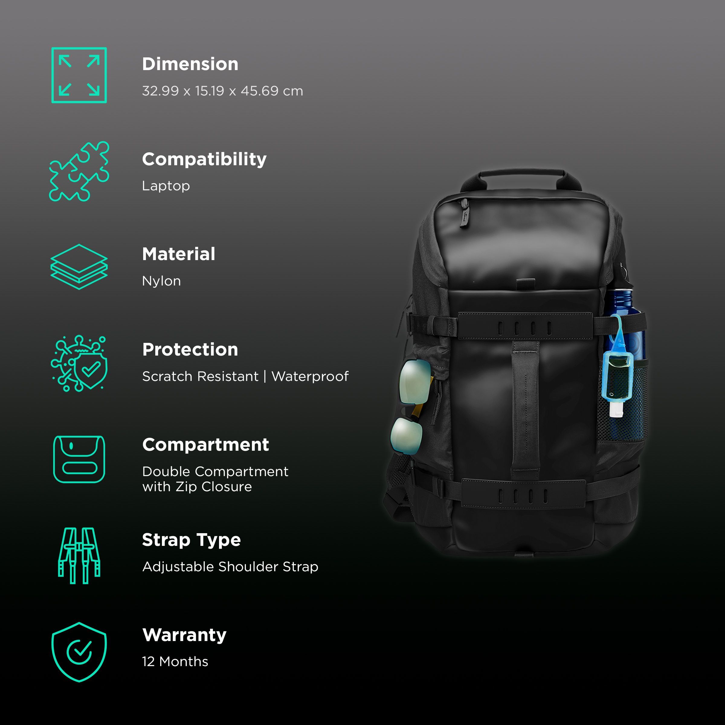 HP Odyssey Nylon Laptop Backpack for 15.6 Inch Laptop (With Protected Robust Padding, Black) HP Odyssey Nylon Laptop Backpack for 15.6 Inch Laptop (With Protected Robust Padding, Black)_2