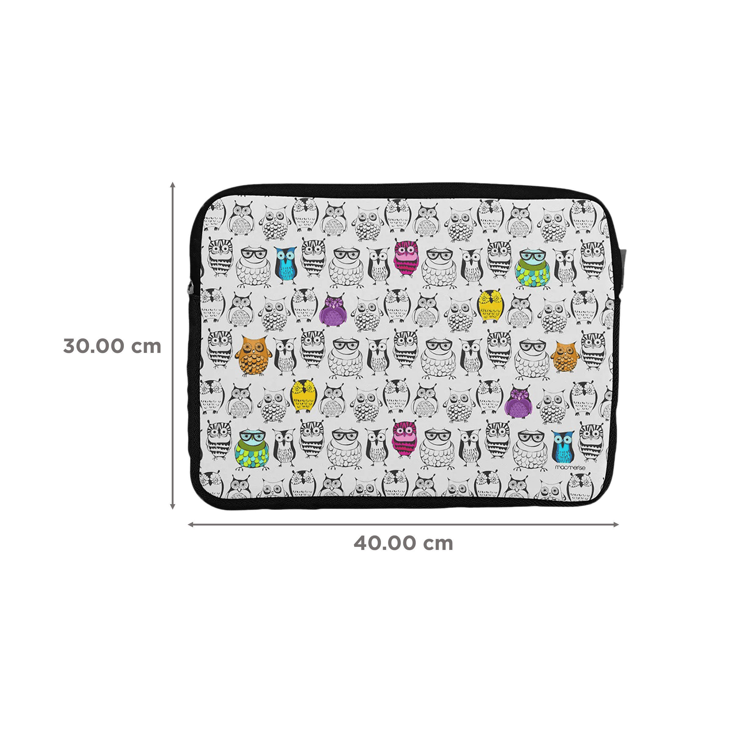 macmerise Owl Art Neoprene Laptop Sleeve for 13 Inch Laptop (Water Resistant, Multi Color)_3