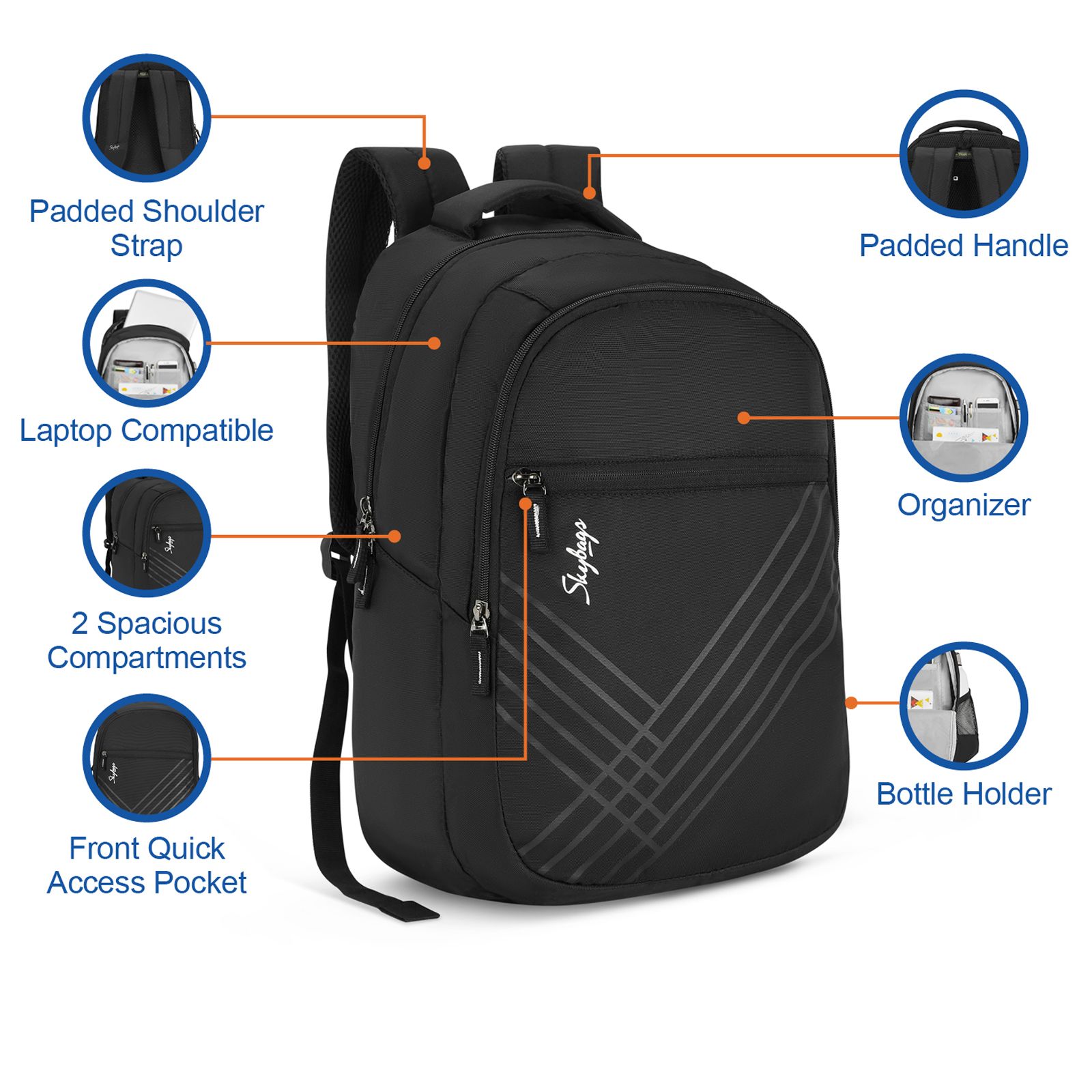 Skybags New Arthur Polyester Laptop Backpack for 15.6 Inch Laptop (30 L, Water Resistant, Black)_7