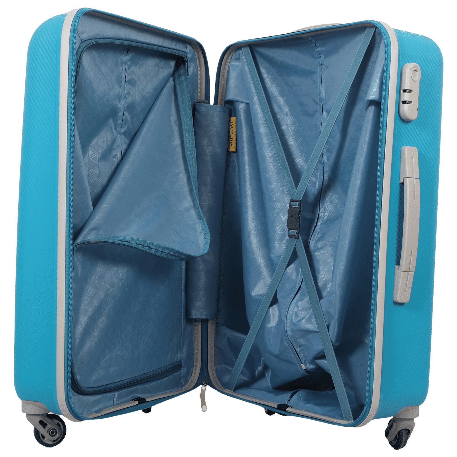 ARISTOCRAT Nitron 55 Litres Polycarbonate Trolley Bag (Number Lock Mechanism, NITRON55TBL, Blue)_4