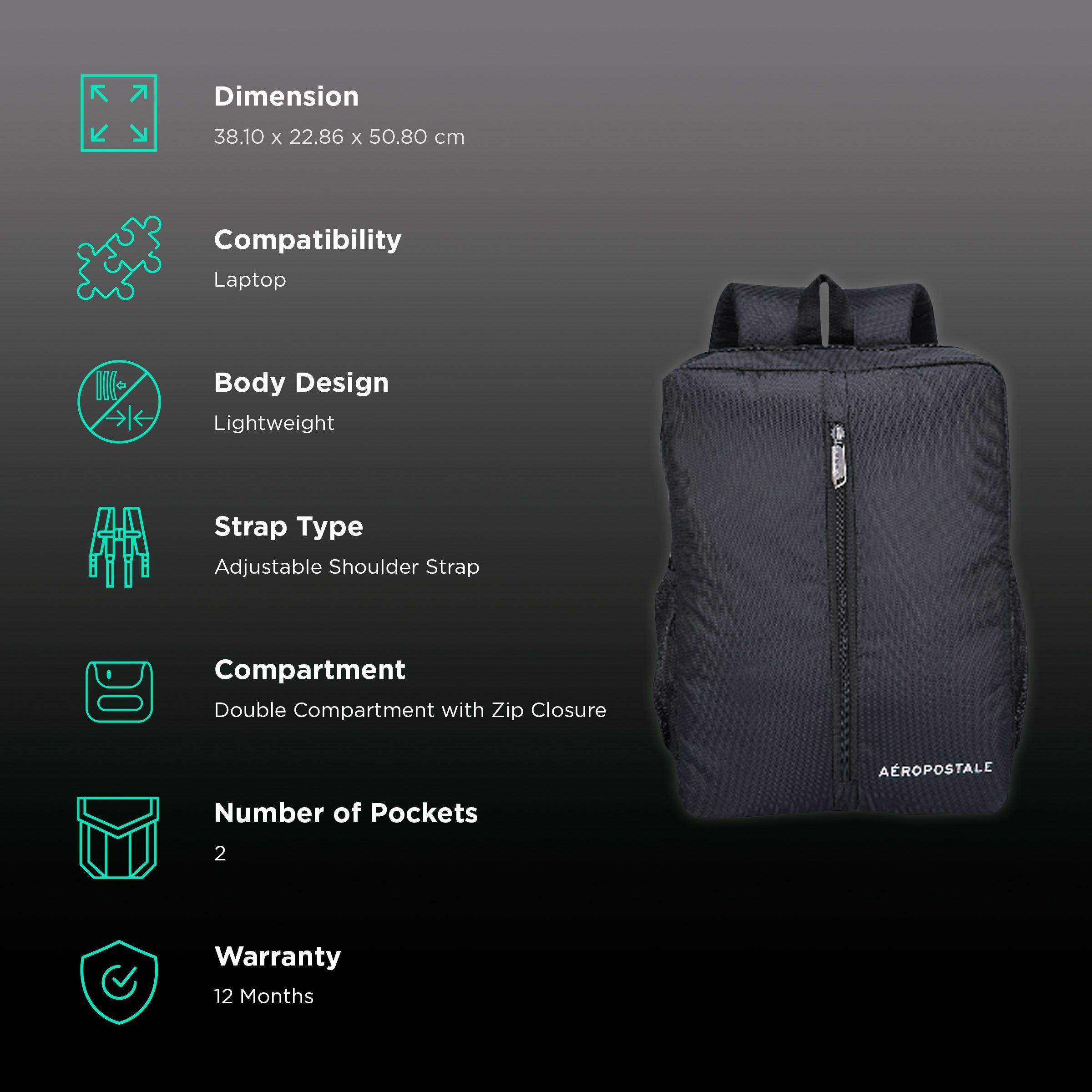 AEROPOSTALE BP-7334 Laptop Backpack (Adjustable Shoulder Straps, Black)_2