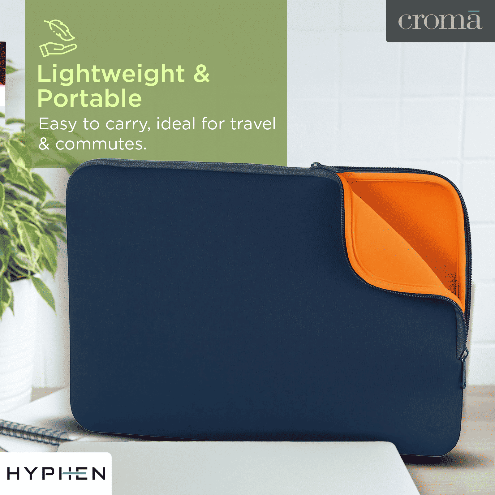 HYPHEN Polyester Laptop Sleeve for 14 Inch Laptop (One Spacious Compartment, Blue) HYPHEN Polyester Laptop Sleeve for 14 Inch Laptop (One Spacious Compartment, Blue)_9