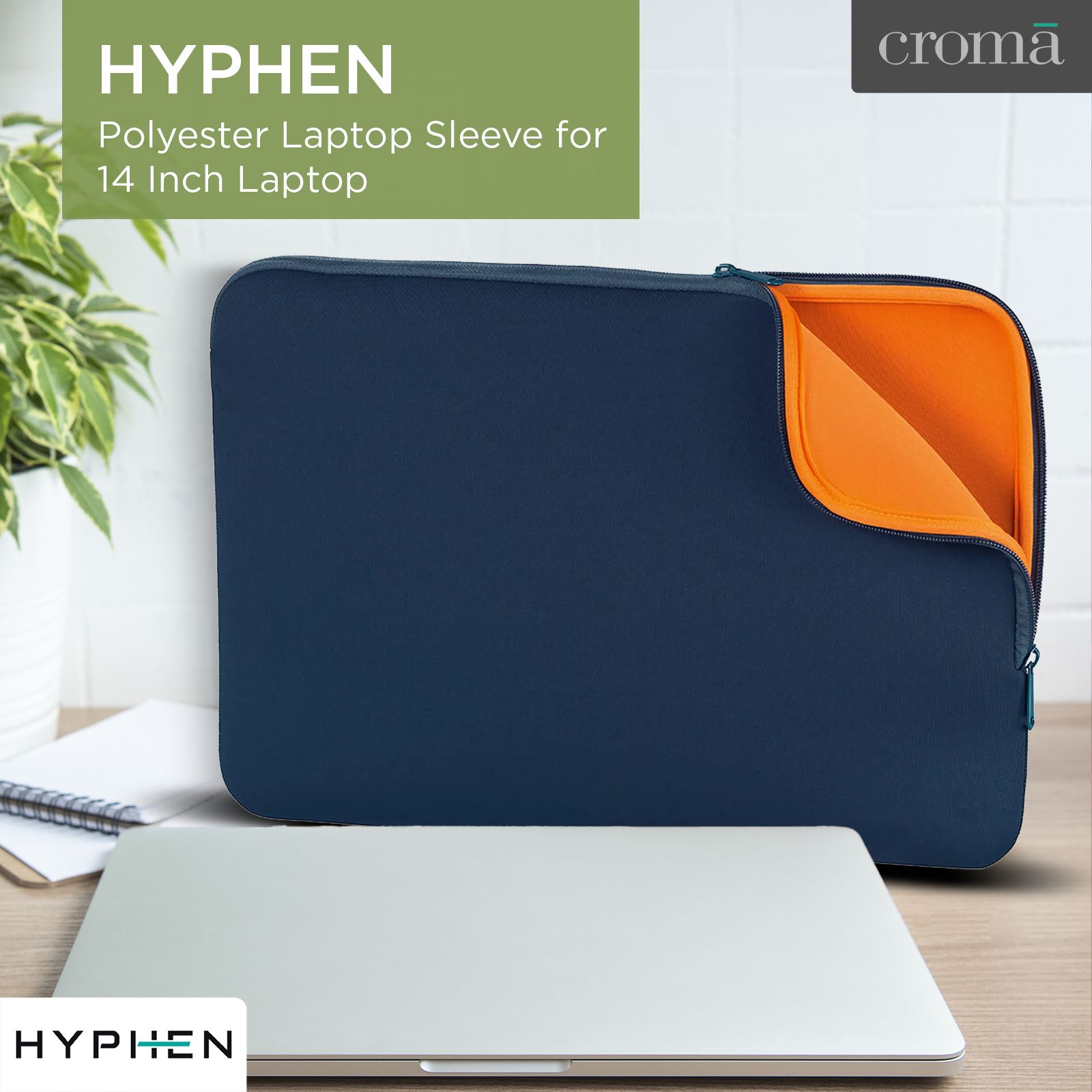 HYPHEN Polyester Laptop Sleeve for 14 Inch Laptop (One Spacious Compartment, Blue) HYPHEN Polyester Laptop Sleeve for 14 Inch Laptop (One Spacious Compartment, Blue)_5