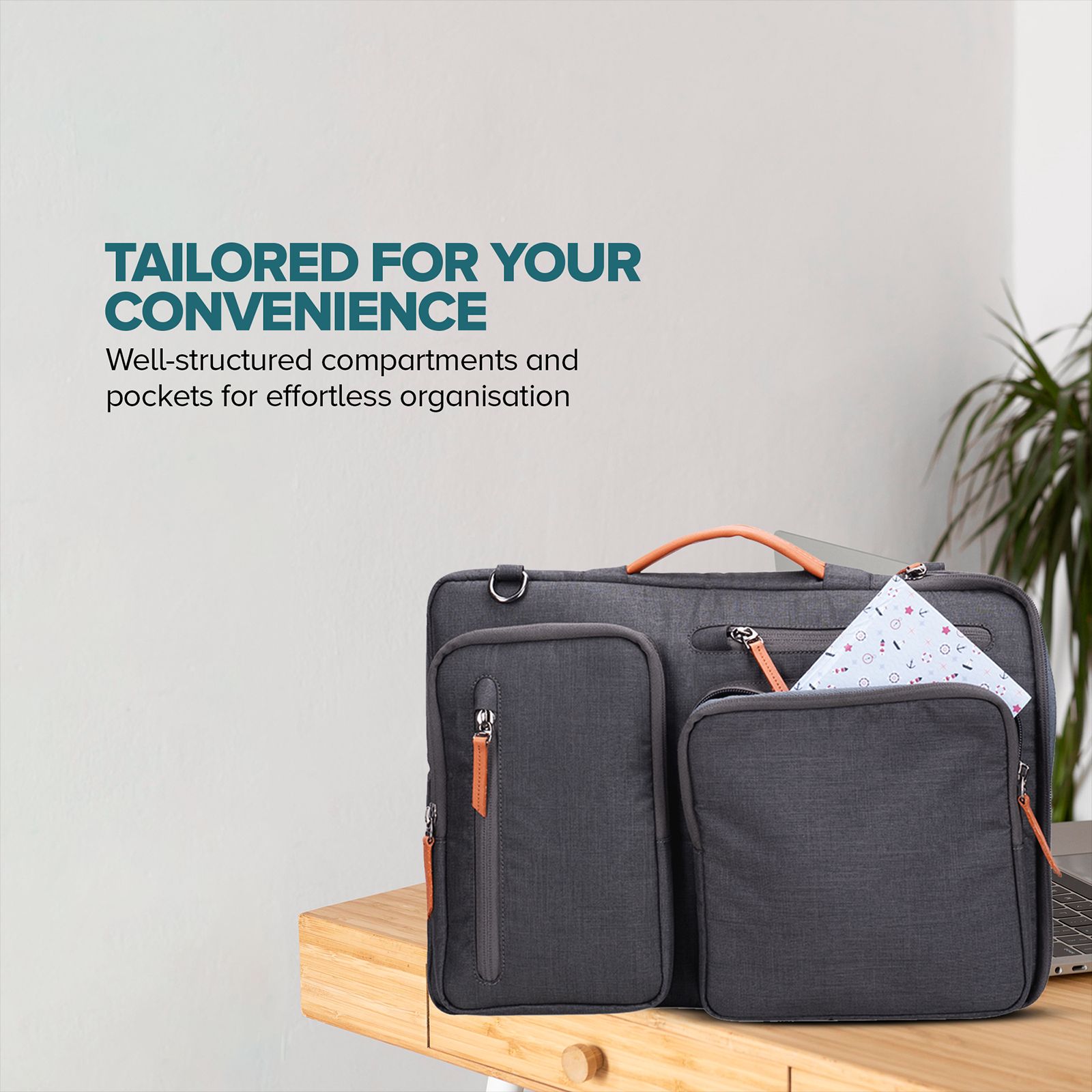 Croma Polyester Fabric Sling Bag for 15.6 Inch Laptop (5.7 L, Water Resistant, Grey)_12