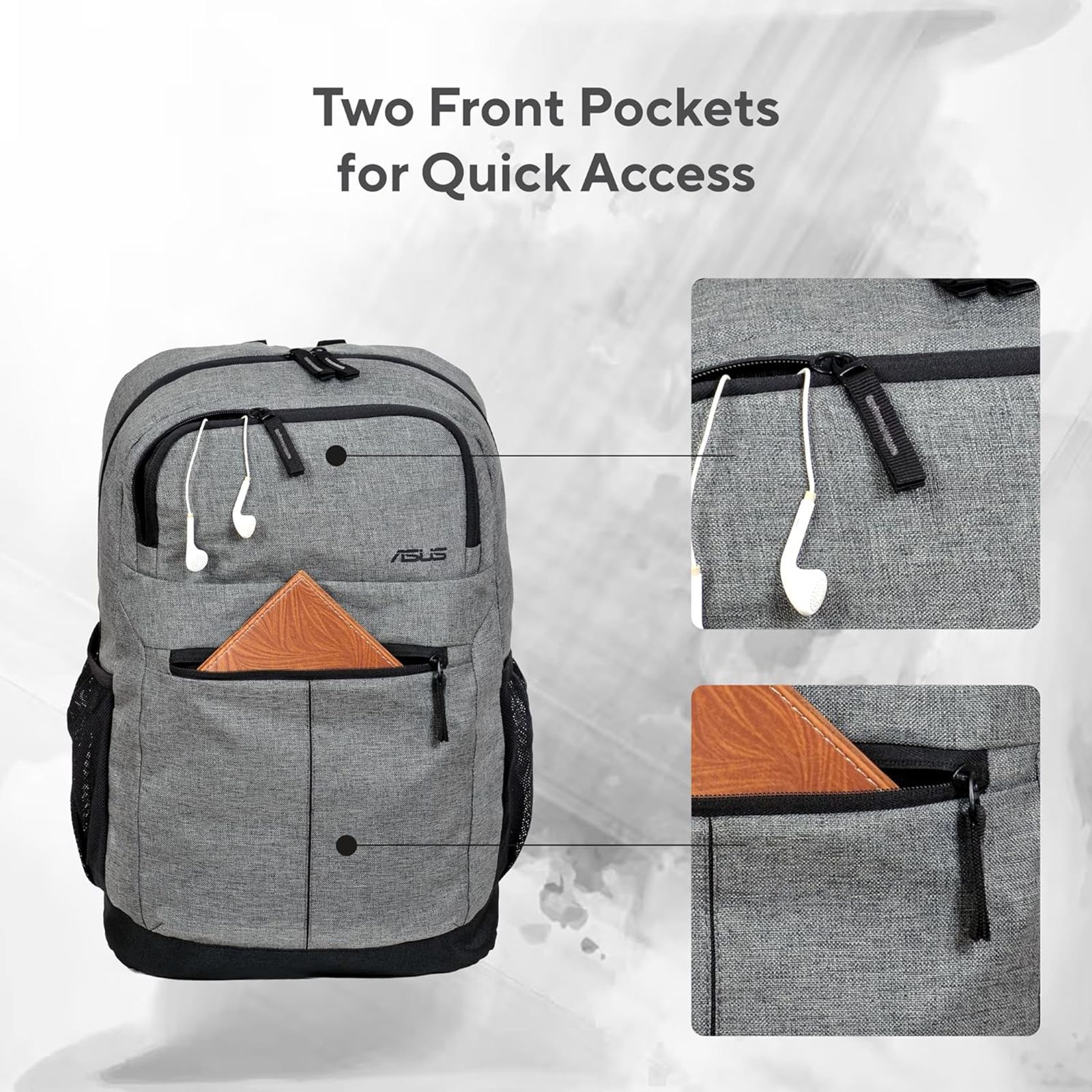 ASUS 90XB08Y0BBP000 Laptop Backpack for 16 Inch Laptop (Mesh Padded Back, Grey)_7