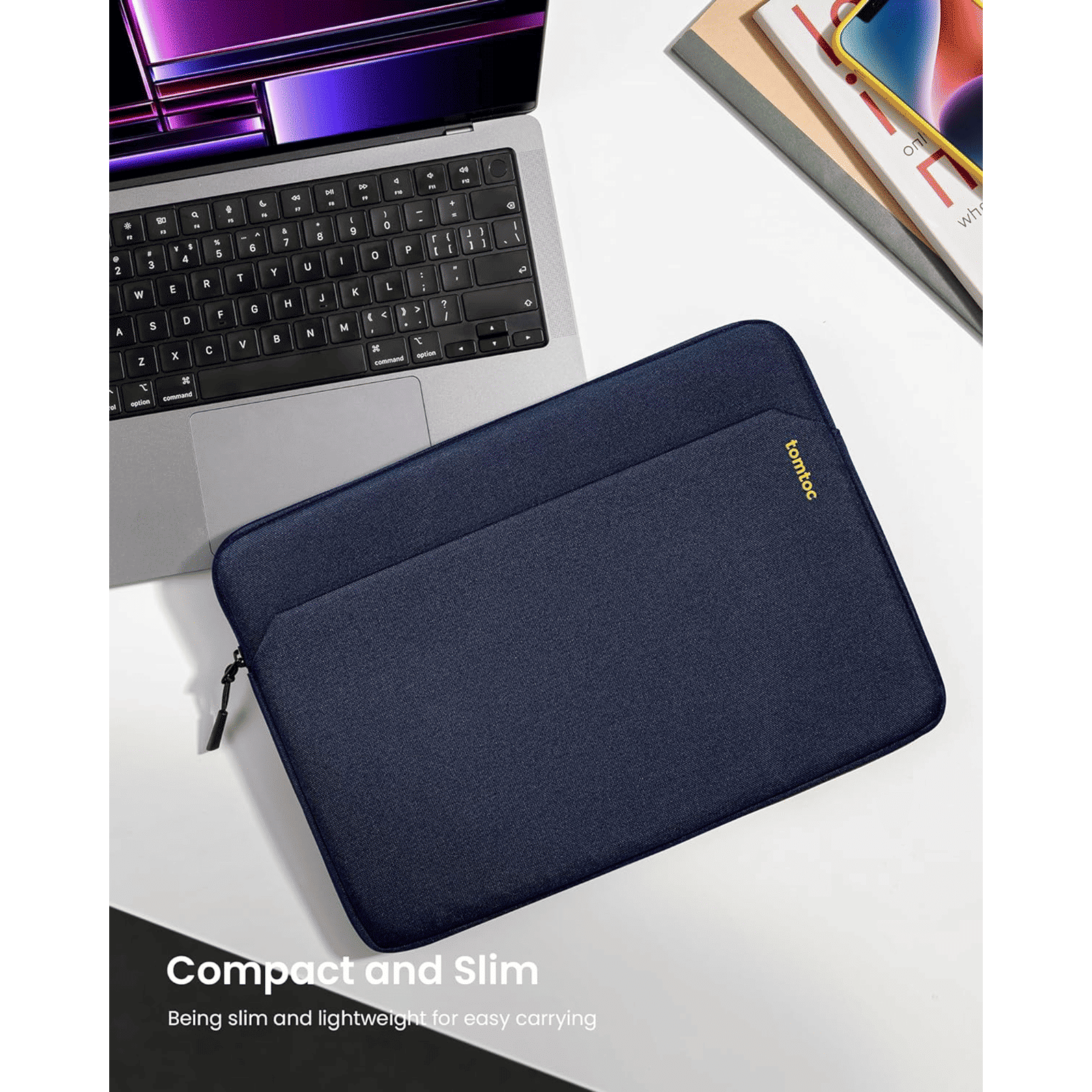 tomtoc Light A18 Recycled Fabric Laptop Sleeve for 14 Inch Laptop (Water Resistant, Dark Blue) tomtoc Light A18 Recycled Fabric Laptop Sleeve for 14 Inch Laptop (Water Resistant, Dark Blue)_5