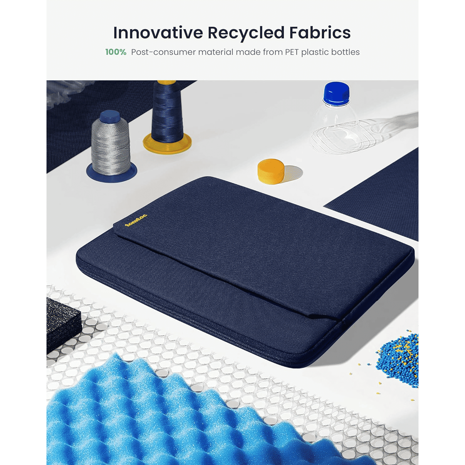 tomtoc Light A18 Recycled Fabric Laptop Sleeve for 14 Inch Laptop (Water Resistant, Dark Blue) tomtoc Light A18 Recycled Fabric Laptop Sleeve for 14 Inch Laptop (Water Resistant, Dark Blue)_9