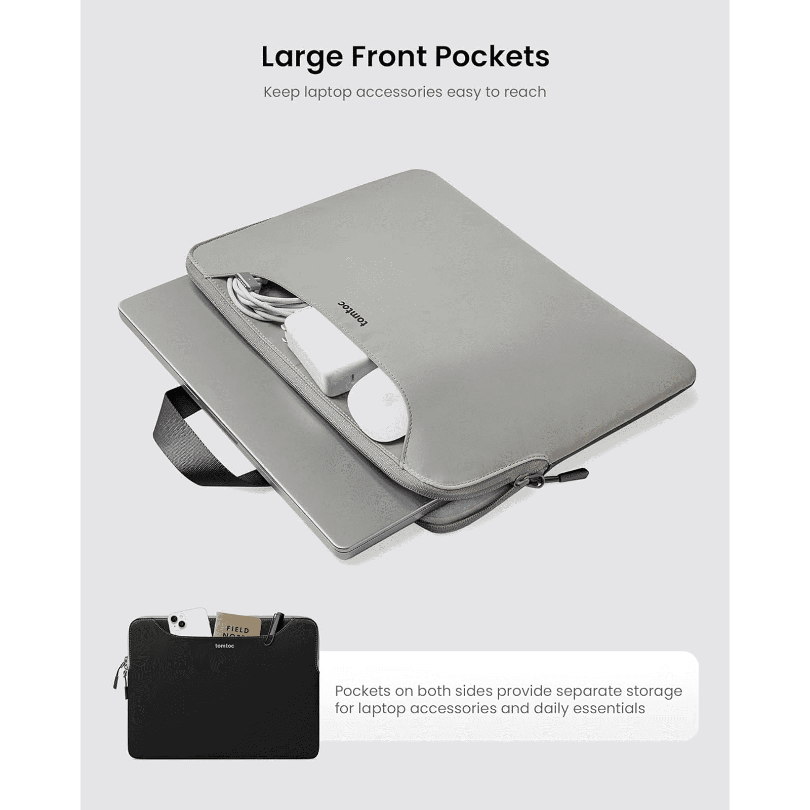 tomtoc A21F2D1 Nylon Laptop Sleeve for 16 Inch Laptop (Water Resistant, Grey)_2