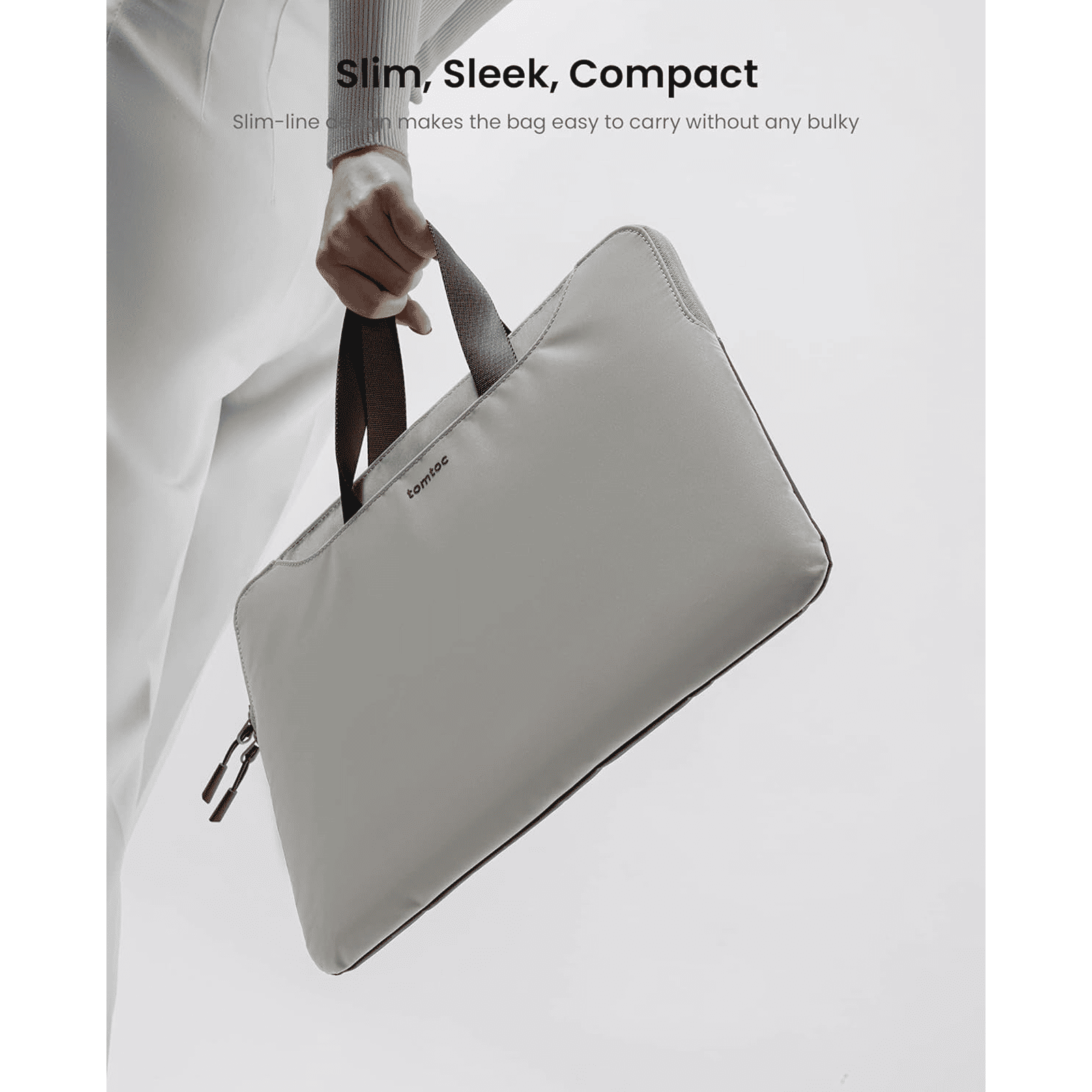 tomtoc A21F2D1 Nylon Laptop Sleeve for 16 Inch Laptop (Water Resistant, Grey)_3