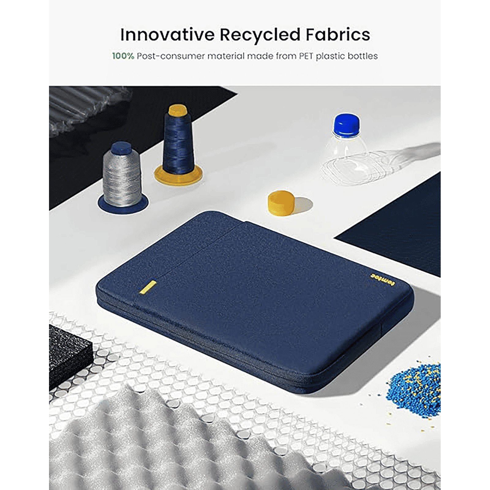 tomtoc A13D2B2 Recycled Fabric Laptop Sleeve for 14 Inch Laptop (Water Resistant, Blue) tomtoc A13D2B2 Recycled Fabric Laptop Sleeve for 14 Inch Laptop (Water Resistant, Blue)_4