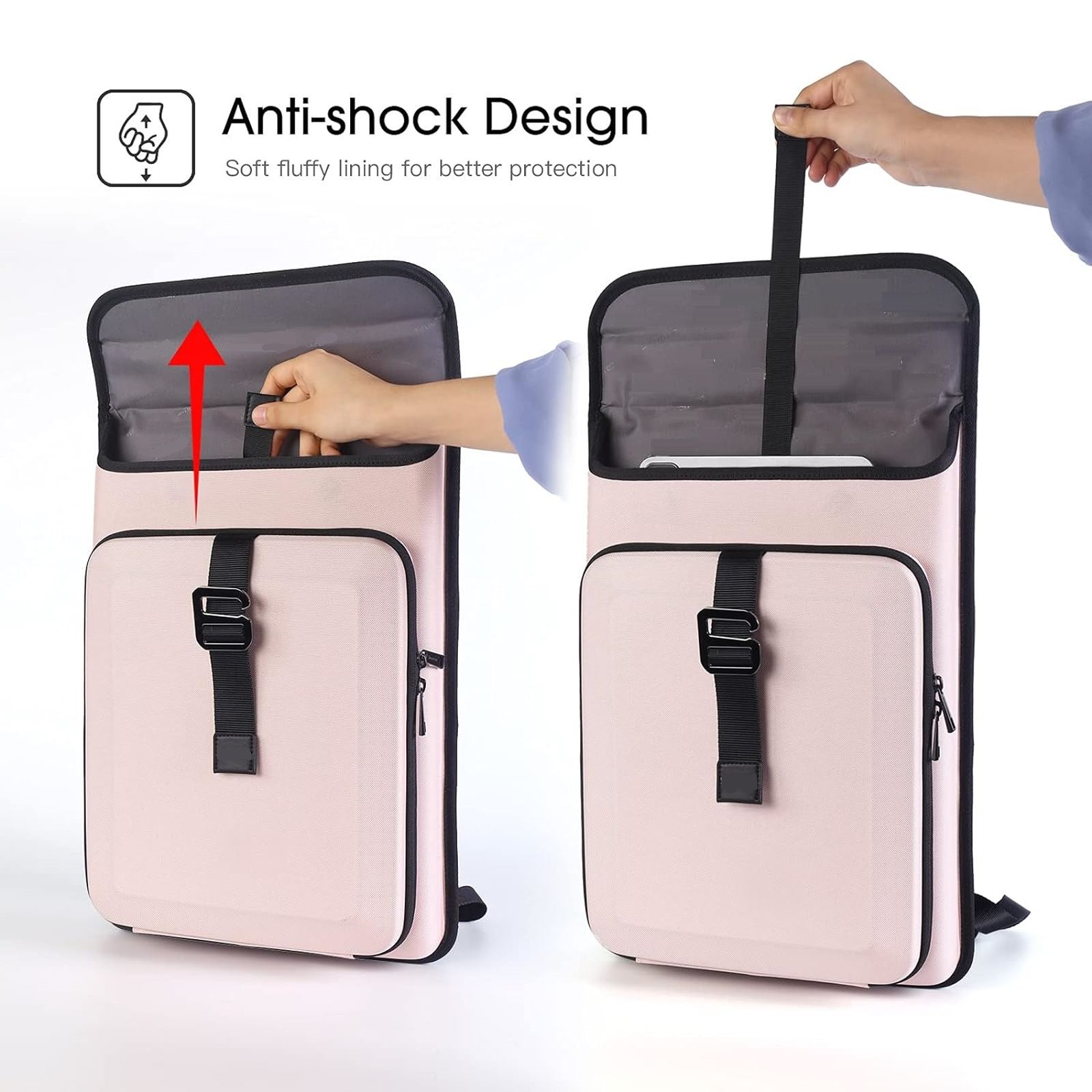 soundREVO SRMBCPN01 Polyester Laptop Backpack for 15.6 Inch Laptop (Hard Shell Design, Pink)_8