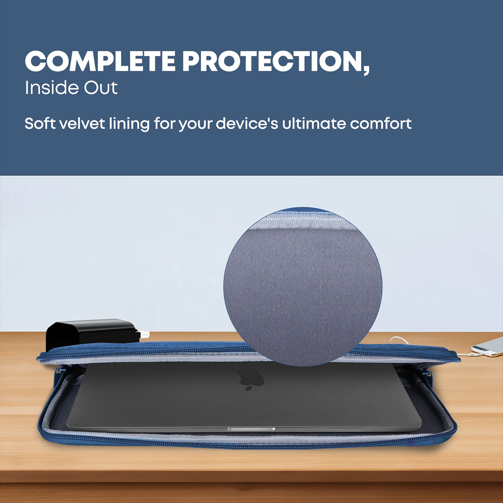 Sunmi SNMBCBL06 Polyester Laptop Hard Shell Sleeve for 14 Inch Laptop (Inner Smooth Velvet Lining, Blue)_13