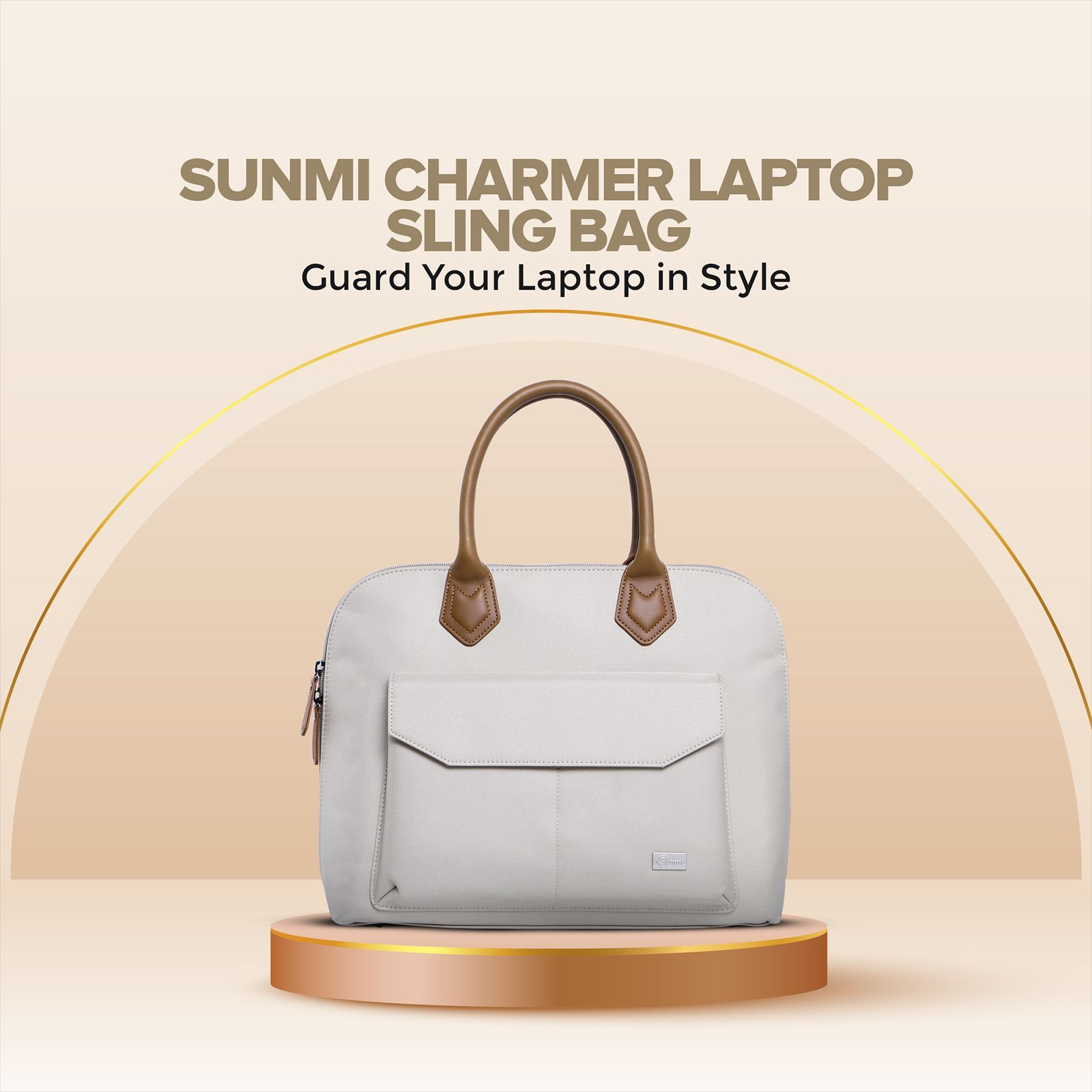 Sunmi Charmer Polyester Sling Bag for 14 Inch Laptop (10 L, Water Resistant, Off White)_8