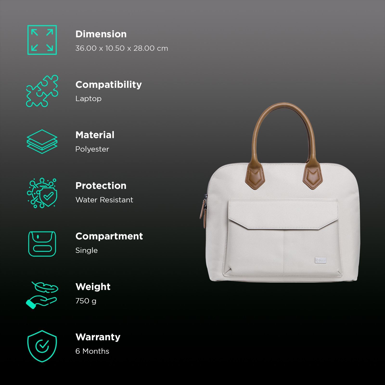 Sunmi Charmer Polyester Sling Bag for 14 Inch Laptop (10 L, Water Resistant, Off White)_2