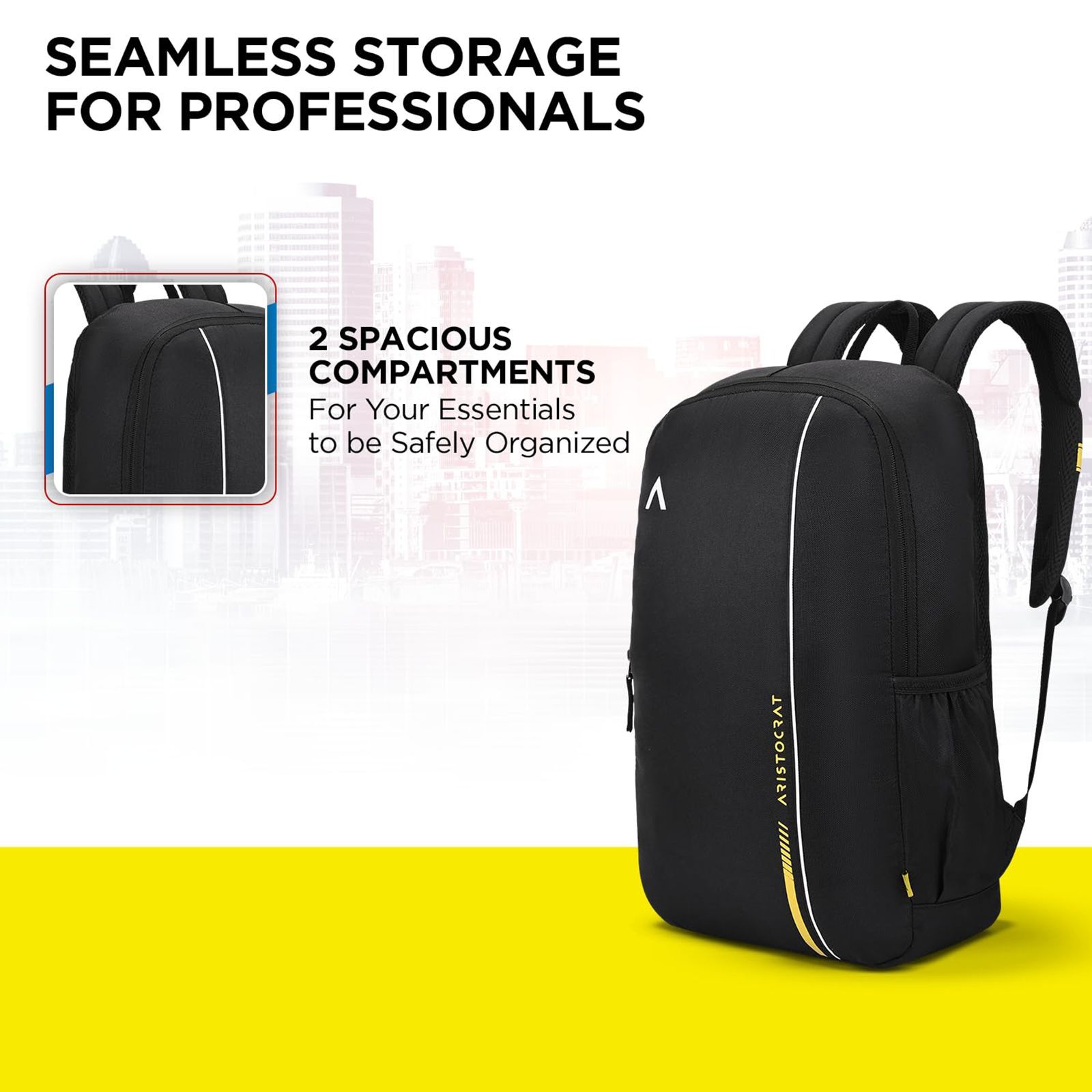 ARISTOCRAT NOVA 500D Fabric Laptop Backpack for 14 Inch Laptop (15 L, Premium Interior Lining, Black)_9